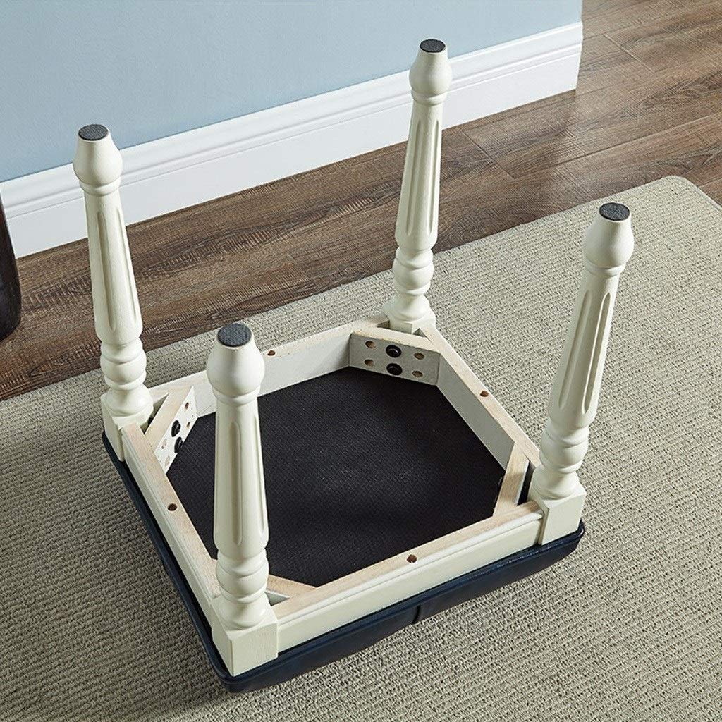 **Green Solid Wood Vanity Stool with Leather Cushion - 37x42x48cm Makeup Bench, Bedroom Stool, Shoe Changing Stool for Girls & Household Use - Perfect for Dressing Table, Bedroom Decor & Entryway**