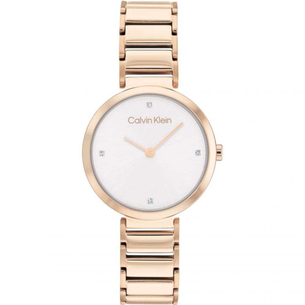 Calvin Klein Minimalist Rose Gold Stainless Steel Women's Watch 25200140 - Elegant Timepiece for Office, Date Night & Special Occasions