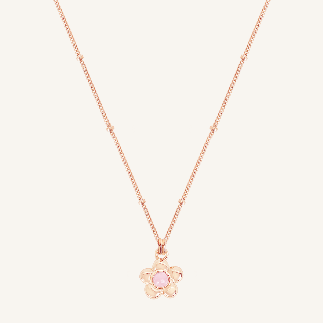 Blossom Charm Necklace - Floral Pendant Jewelry for Women, Dainty Rose Gold Necklace Gift for Her - Perfect for Weddings, Anniversaries & Everyday Elegance