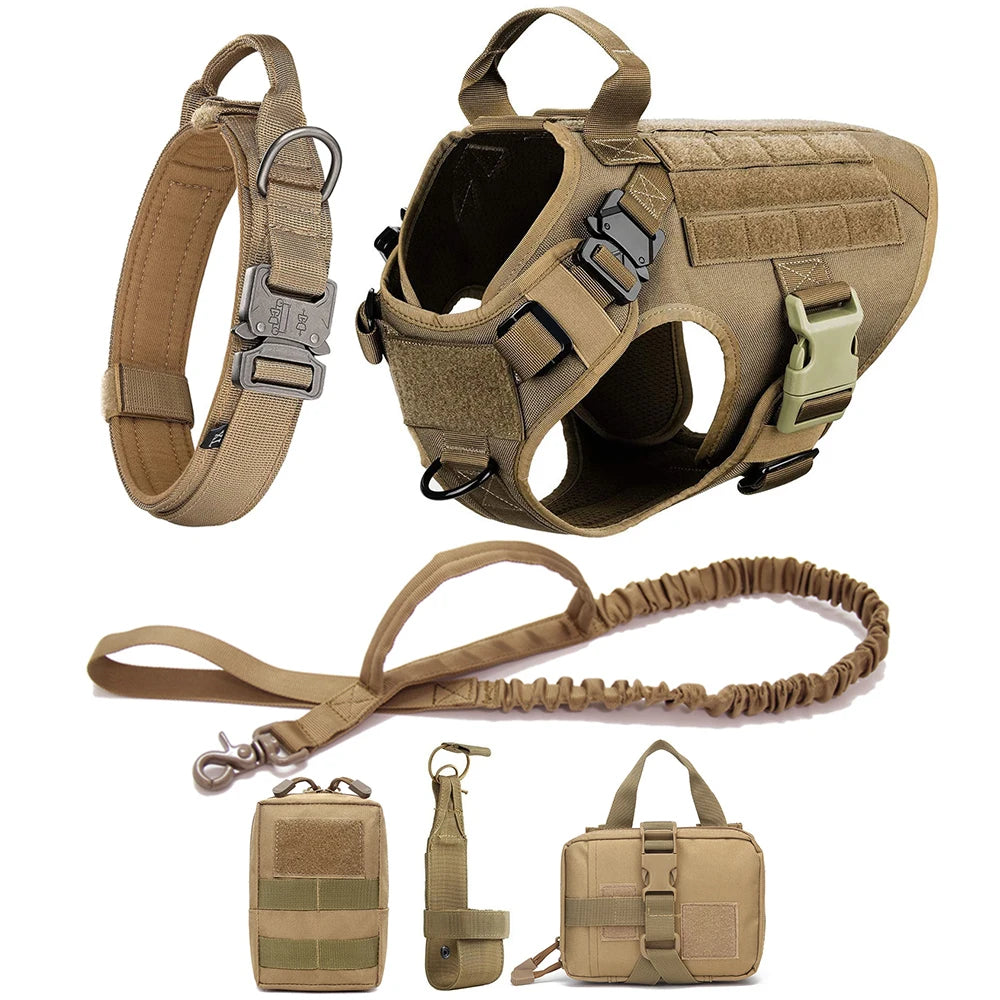 Premium Heavy Duty Tactical No Pull Dog Harness Kit - Adjustable Reflective Vest for Large Dogs - Perfect for Hiking, Training & Outdoor Adventures