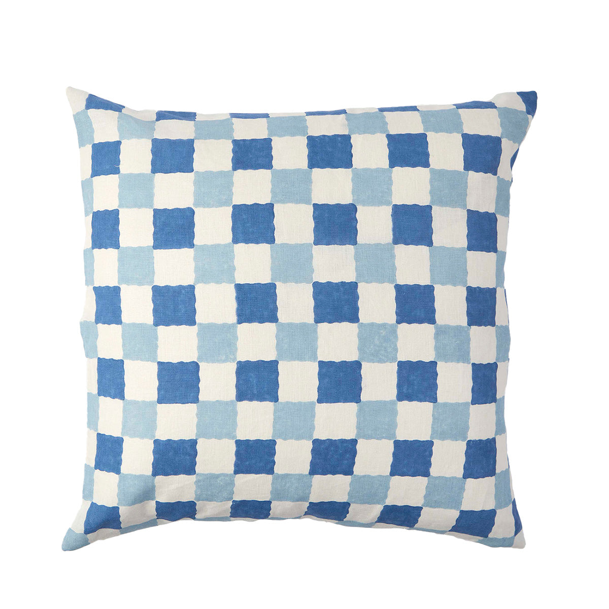 Blue Checkered Cushion Cover 65x65 cm - Soft & Stylish Home Decor for Sofa, Bed, or Chair