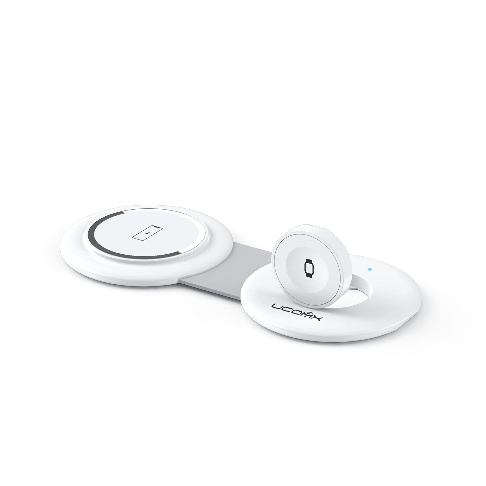 UCOMX Nano Mini Magnetic 2-in-1 Wireless Charger - Foldable Travel Charging Station for iPhone 12/13/14/15/16 Pro Max, AirPods Pro, iWatch Ultra - Portable Multi-Device Charger for Home, Office & Travel Use