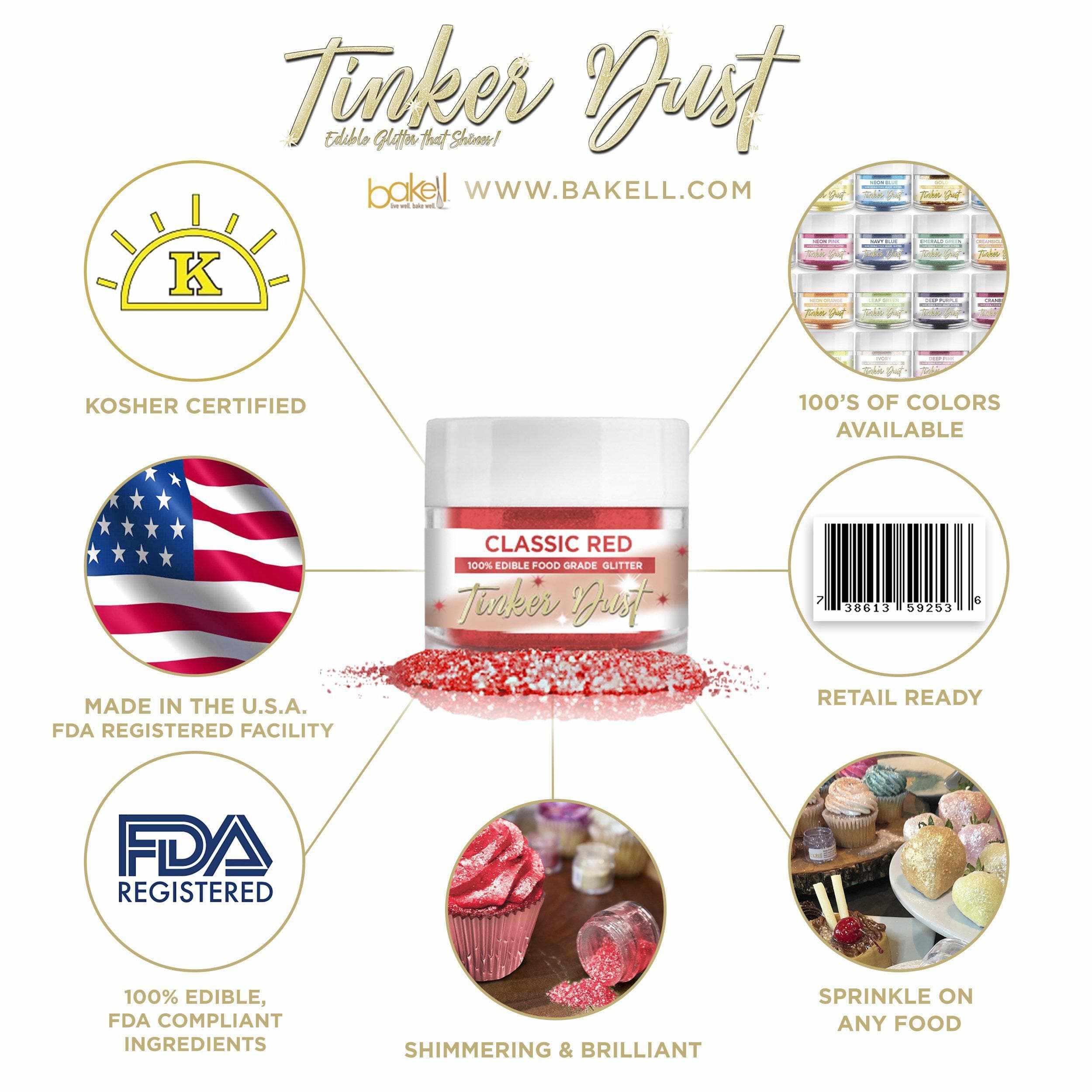 4th of July Edible Glitter & Luster Dust Combo Set (6 PC) - Food Safe Sparkles for Baking, Cake Decorating & Party Treats - Perfect for Independence Day Desserts, Cupcakes & Cookies