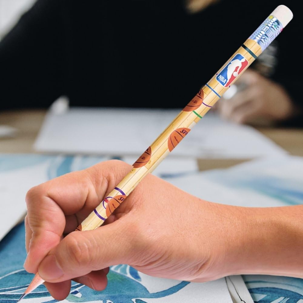 Spalding Multicolor Wood Basketball Pencils - 7.5 Inch Pack of 12 - Fun School Supplies & Creative Party Favors for Kids, Adults - Perfect for Classroom, Office, Birthday Gifts & Basketball Theme Events