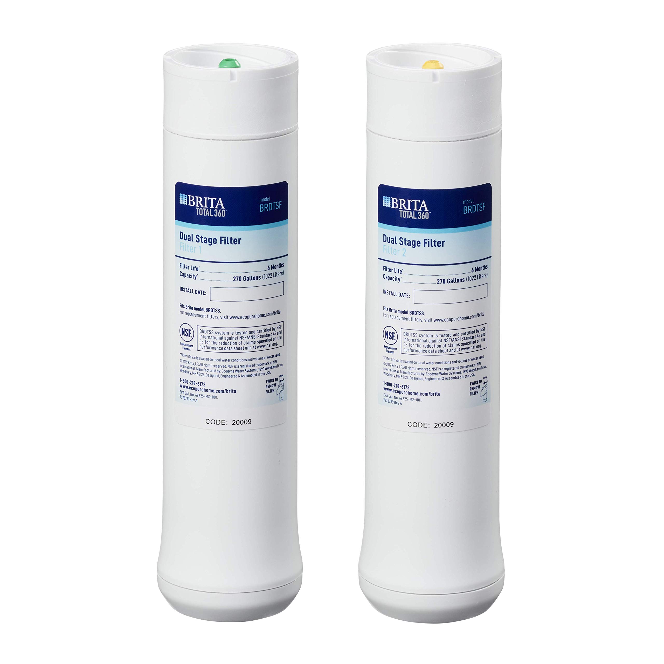 Brita Total 360 BRDTSF Water Filter Replacement Cartridges - 4 Pack, Blue | Fits Brita Pitchers & Dispensers | Clean & Fresh Drinking Water for Home, Office & Travel