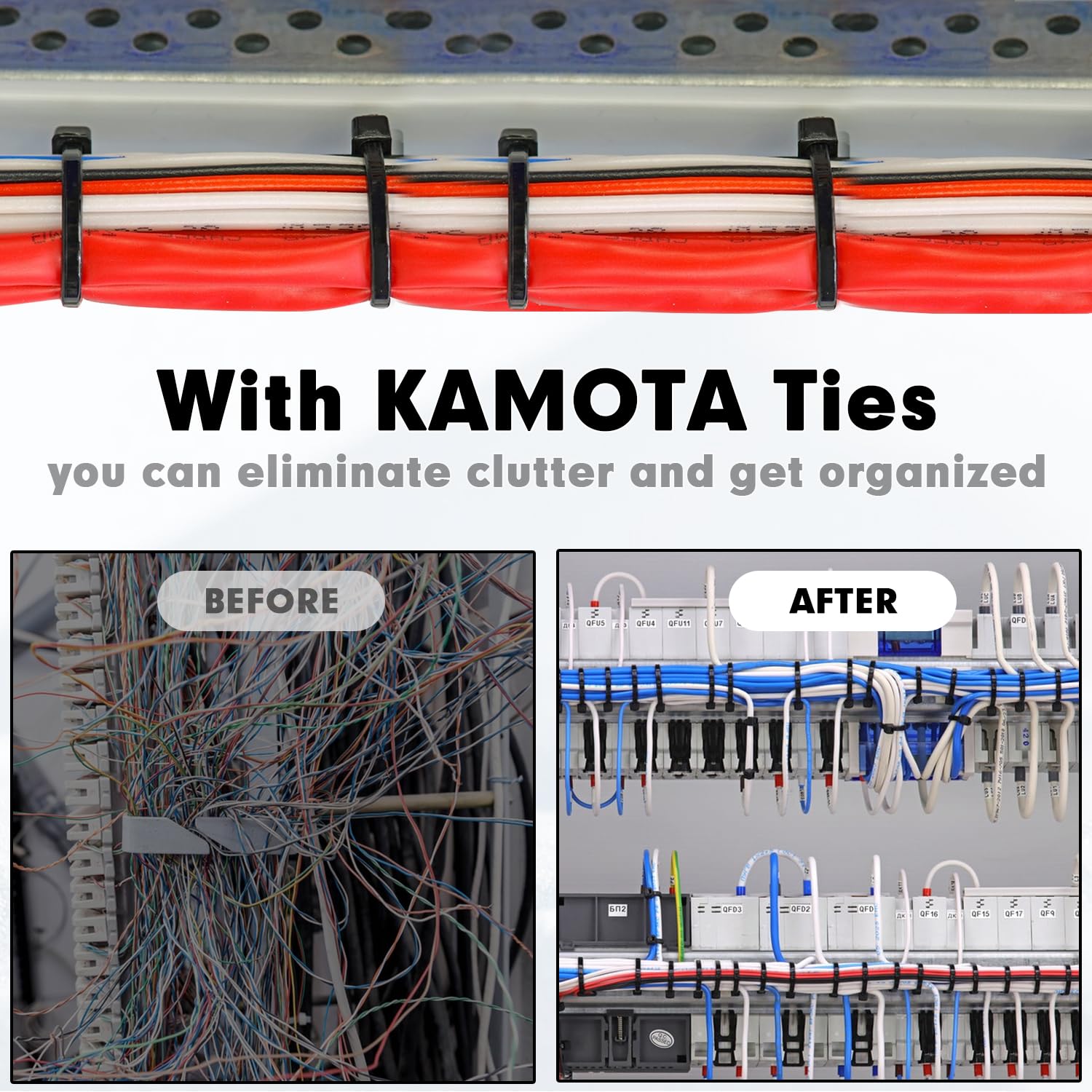 KAMOTA 1500pcs 12-Inch Heavy Duty Nylon Zip Ties - 50lb Tensile Strength, UV Resistant Self-Locking Cable Ties for Indoor & Outdoor Use - Perfect for Organizing Wires, Securing Plants & DIY Projects