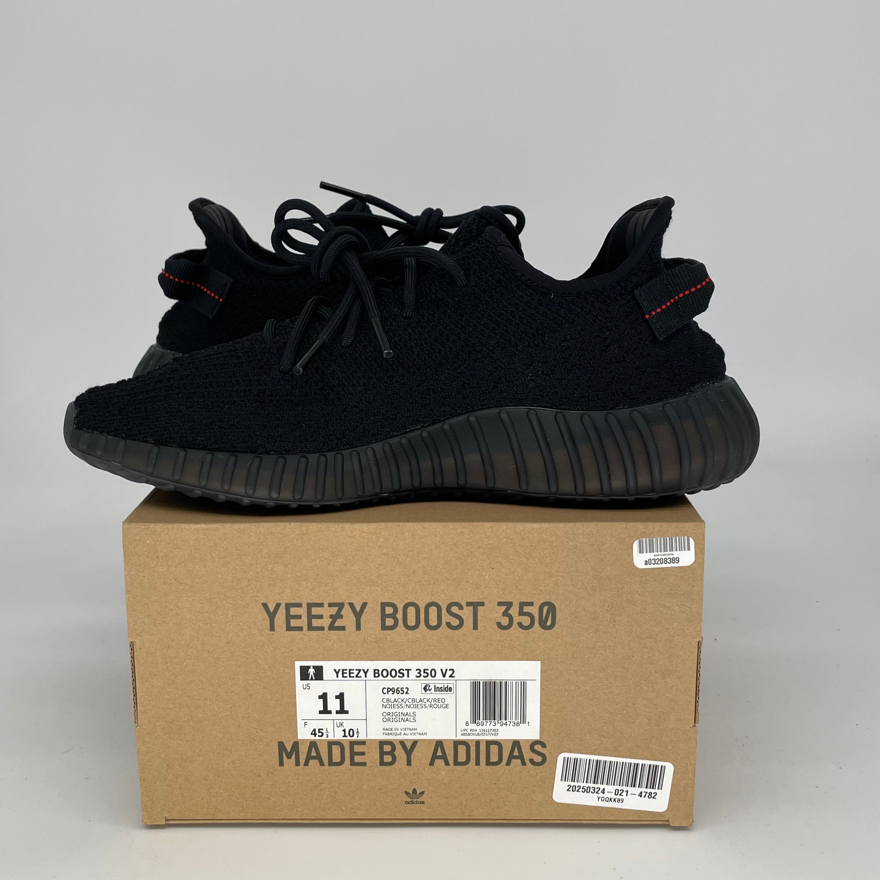 Adidas Yeezy Boost 350 V2 Black Red Sneakers - Men's Size 11 | CP9652 - Running, Casual & Streetwear Fashion