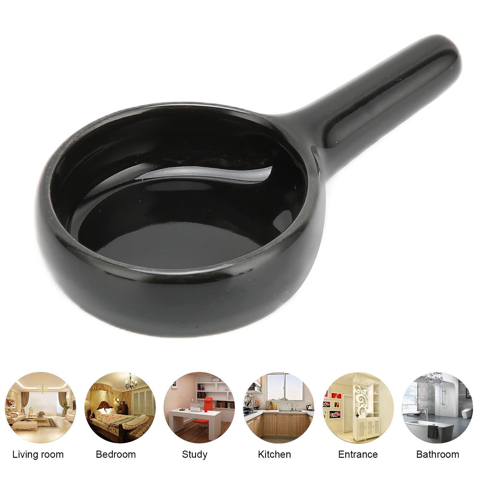 Ceramic Candle Spoon Tray Holder - Black Tealight Candle Holders for Home Decor, Bedroom, Wax Warmer & Incense | Elegant Tea Light Holders for Romantic Ambiance, Spa Relaxation & Dinner Parties