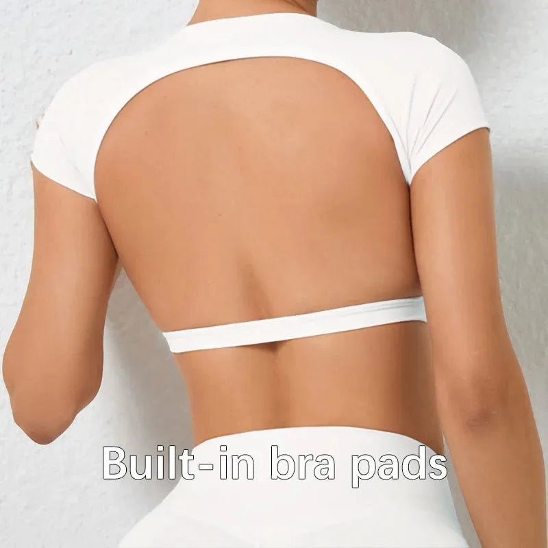 Breathable Women's Workout Tops - Backless Yoga Crop Tops for Gym & Fitness | Moisture-Wicking Sports Shirts for Running, Yoga & Active Lifestyle