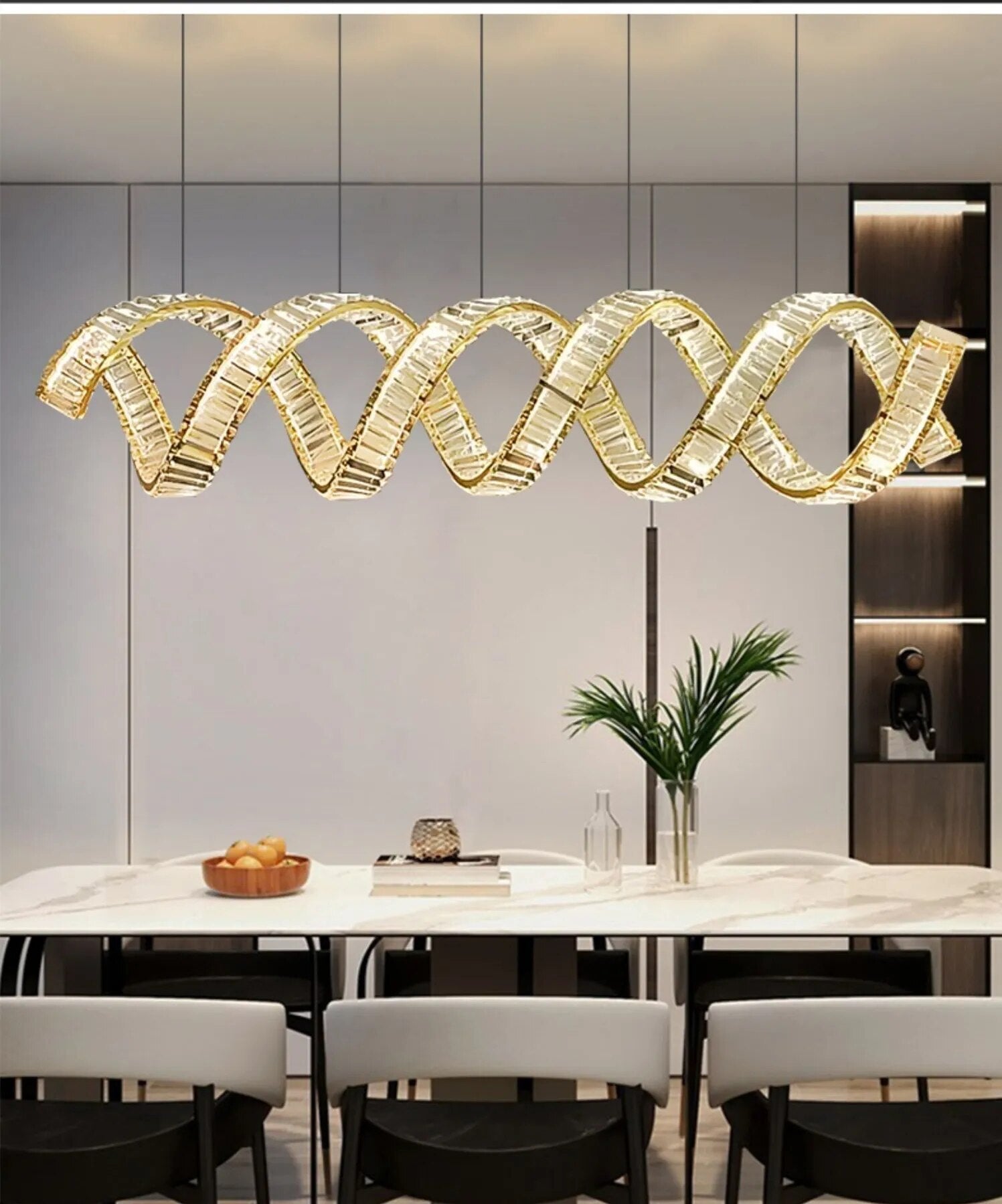 Wave Crystal Pendant Light - Modern Elegant Chandelier for Dining Room, Living Room & Bedroom | Energy Efficient LED Lighting Fixture for Home Decor & Interior Design