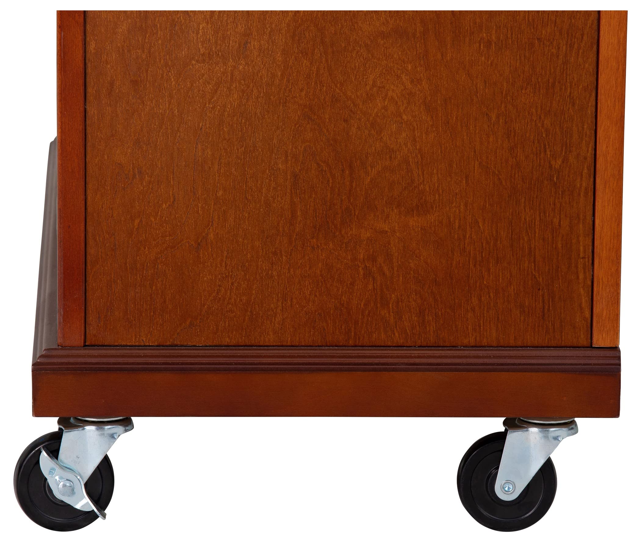 Glenwillow Home Kitchen Cart with Cherry Wood Frame & Stainless Steel Top - Perfect for Small Spaces, Kitchen Islands & Dining Room Storage