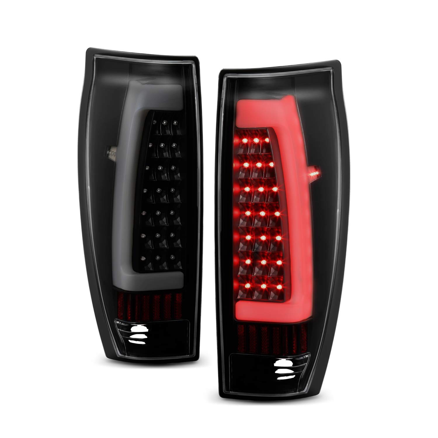 AKKON LED Black Smoked Tail Lights Brake Lamp Pair for 2002-2006 Chevy Avalanche 1500 2500 - Tube Bar Design, Enhanced Visibility & Style for Night Driving and Off-Road Adventures