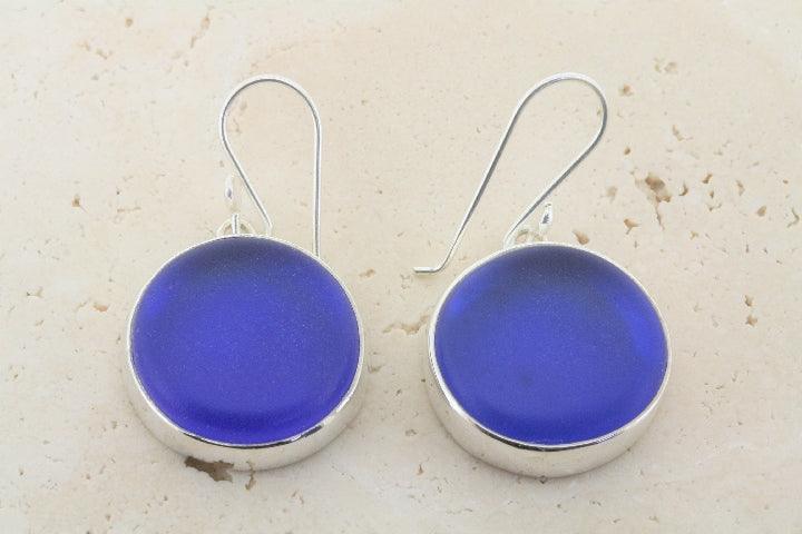Large Blue Seaglass Earrings for Women - Handmade Boho Beach Jewelry - Perfect for Summer Outfits & Beach Vacations