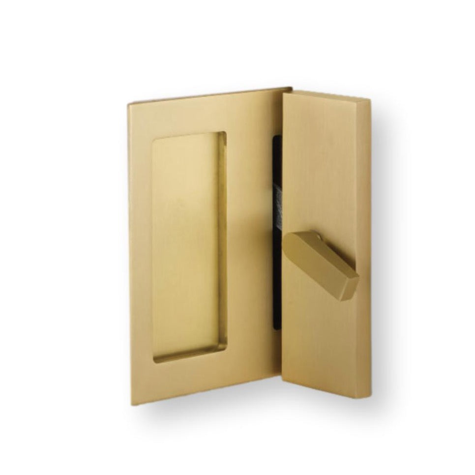 Modern Barn Door Privacy Lock & Flush Pull Hardware Set - Secure Sliding Door Latch for Bedroom, Bathroom & Closet Interior Doors