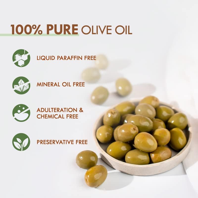 100% Pure Cold Pressed Olive Oil for Hair & Skin Care - 200ml | Natural Moisturizer for Men & Women | Perfect for Massage, DIY Beauty & Cooking