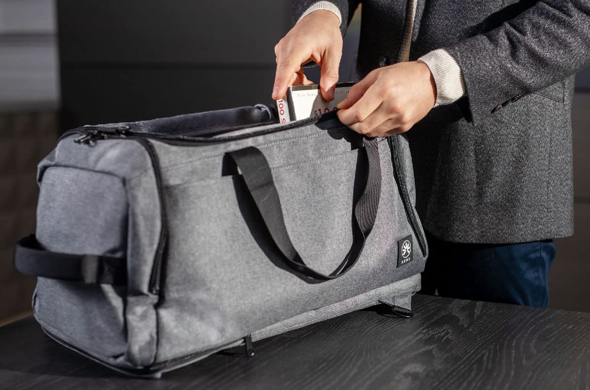 ACRO 40L 3-in-1 Water Resistant Duffle Backpack for Men & Women - Convertible Sports/Travel Bag with Laptop Compartment, Wet Pocket & Shoe Storage (Grey) - Perfect for Gym, Work Commute & Weekend Getaways