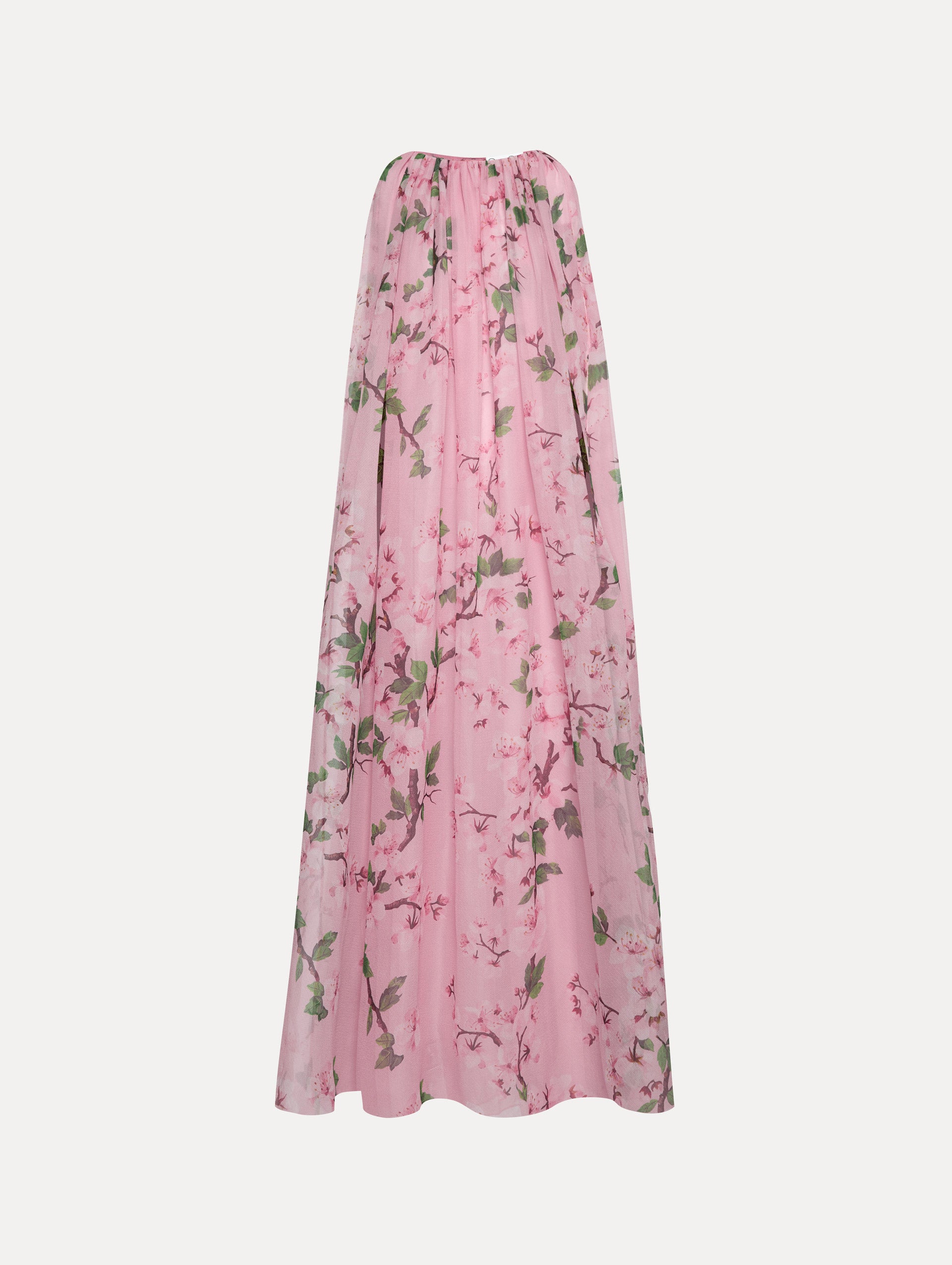 Cherry Blossom Chiffon Caftan Dress for Women - Flowy Boho Maxi Dress with Floral Print - Perfect for Beach Cover Up, Summer Vacation, and Casual Outings