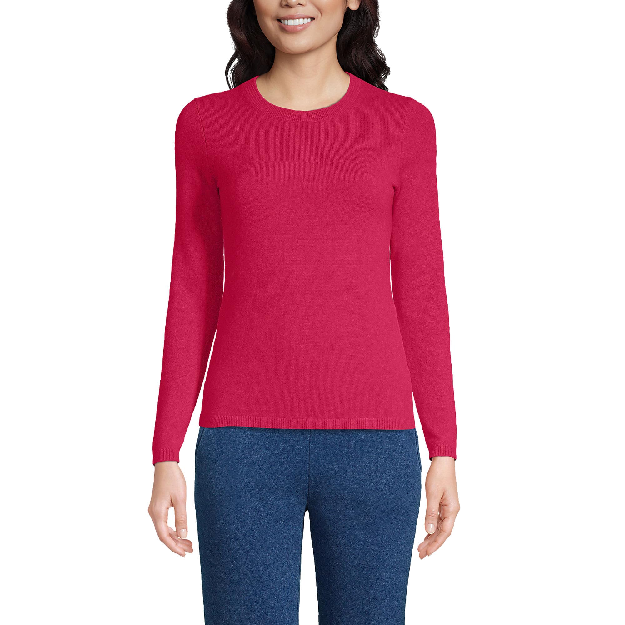 Lands' End Women's Cashmere Sweater - Soft & Warm Hot Pink Pullover, Size Medium (Regular Fit) | Perfect for Winter, Office Wear & Casual Outfits