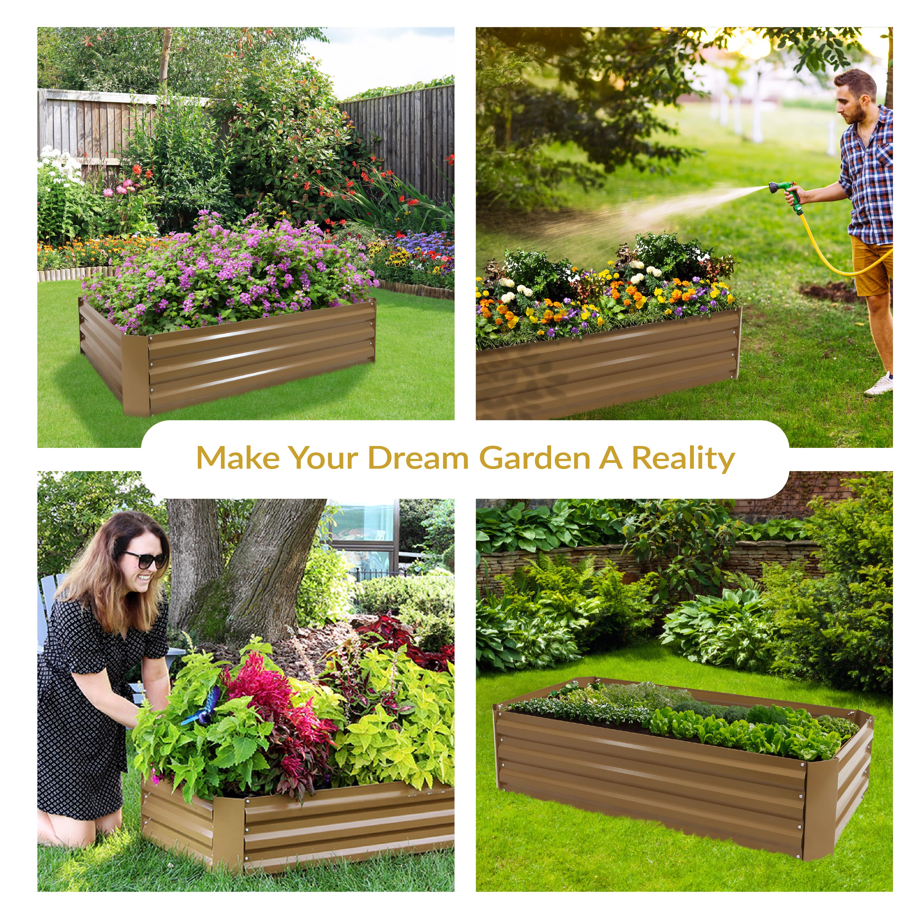 Galvanized Steel Raised Garden Bed - 48 Inch Rectangle Planter Box for Vegetables, Flowers & Herbs | Durable Outdoor Gardening Solution for Backyard, Patio & Urban Farming