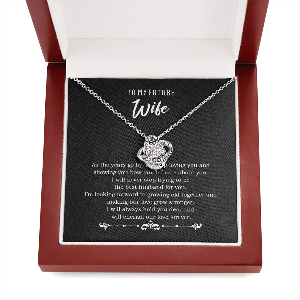 To My Future Wife Necklace - Romantic Love Knot Pendant for Women, Anniversary & Christmas Gift for Her with Mahogany Luxury Gift Box & LED Light - Perfect for Proposals, Weddings, and Special Occasions