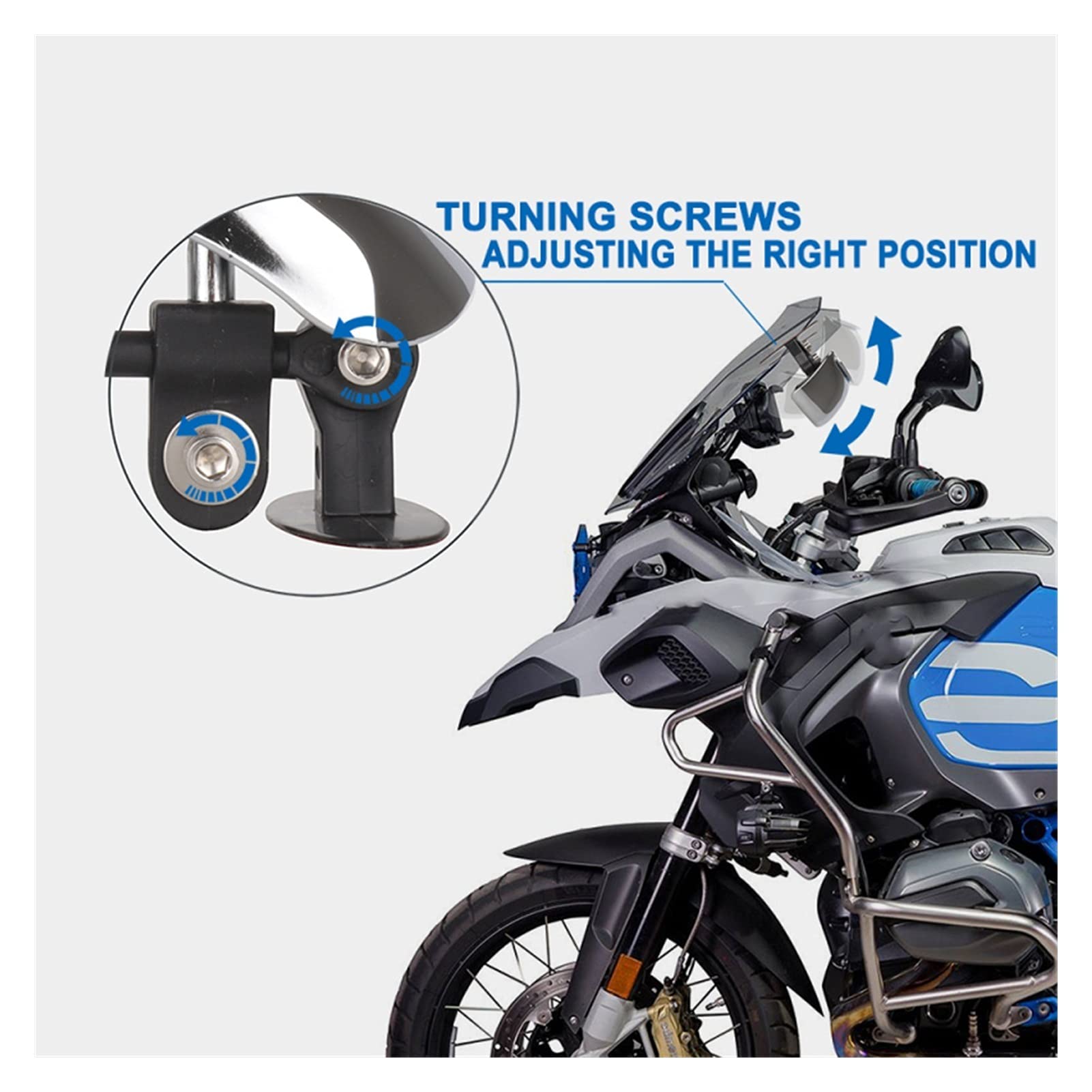 180+ Degree Wide Angle Blind Spot Motorcycle Windscreen Mirror - Safety Auxiliary Rearview Mirror for BMW - Perfect for Highway Riding & Lane Changing