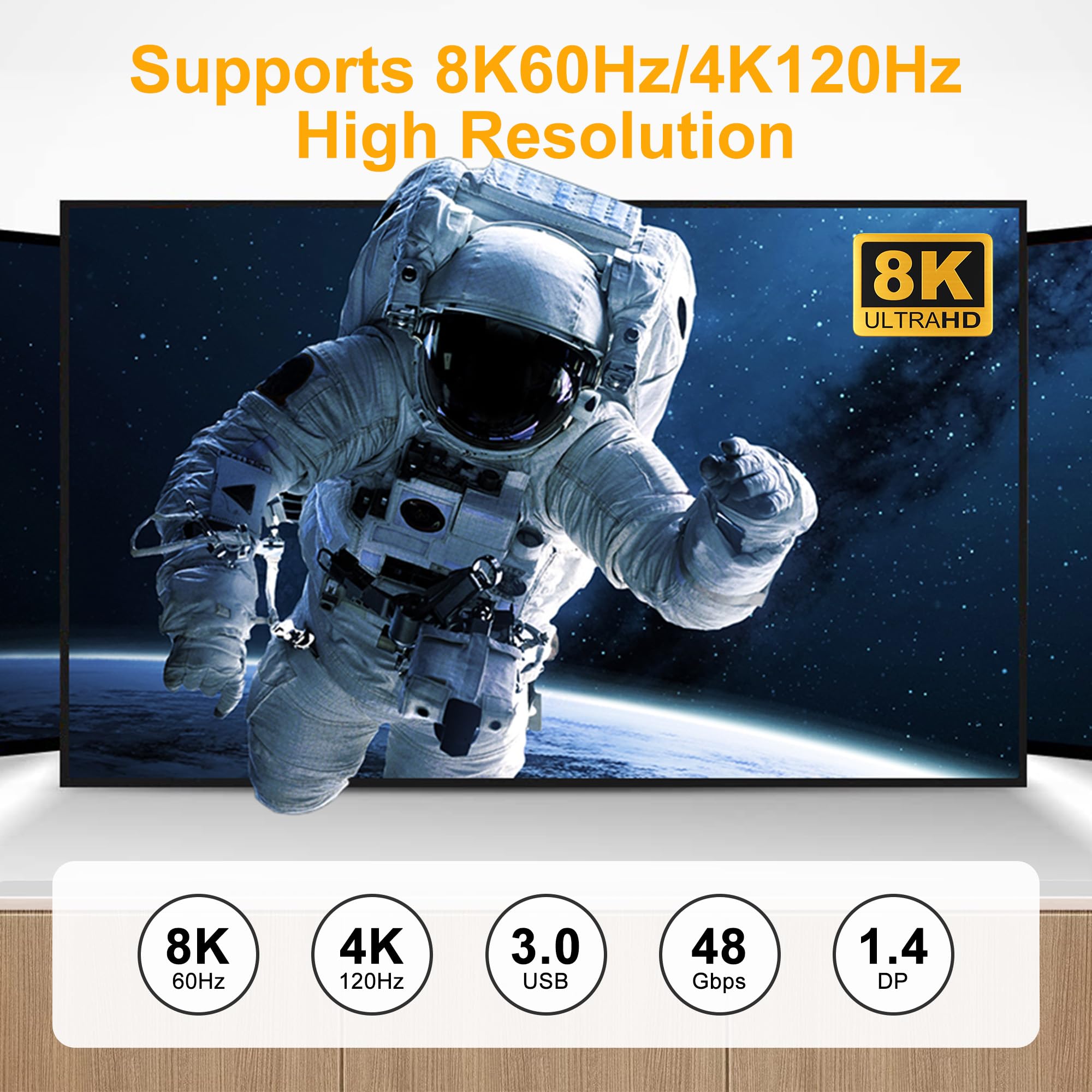 8K 60Hz 4K 120Hz Dual Monitor KVM Switch - 4 Port DisplayPort 1.4 with 3 USB 3.0 Ports | Connect 2 PCs/Laptops to Share Mouse, Keyboard & 4 USB Devices | Perfect for Home Office, Gaming, Streaming & Multi-Tasking Workstations | Boost Productivity & Gaming Performance