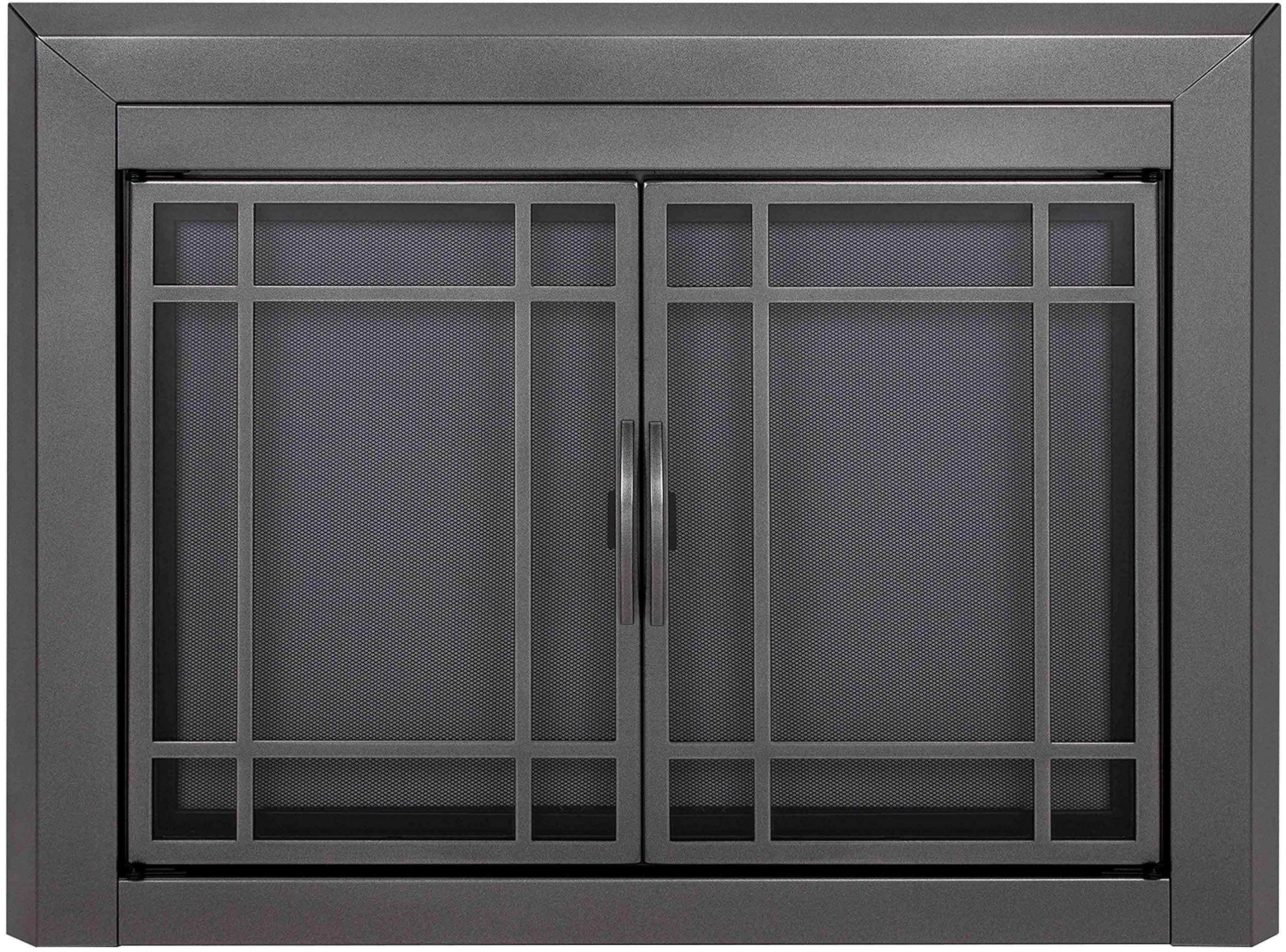 Pleasant Hearth Edinburgh Glass Fireplace Screen in Gunmetal - Small Size for Fireplace Safety & Home Decor | Perfect for Living Rooms, Bedrooms & Patios
