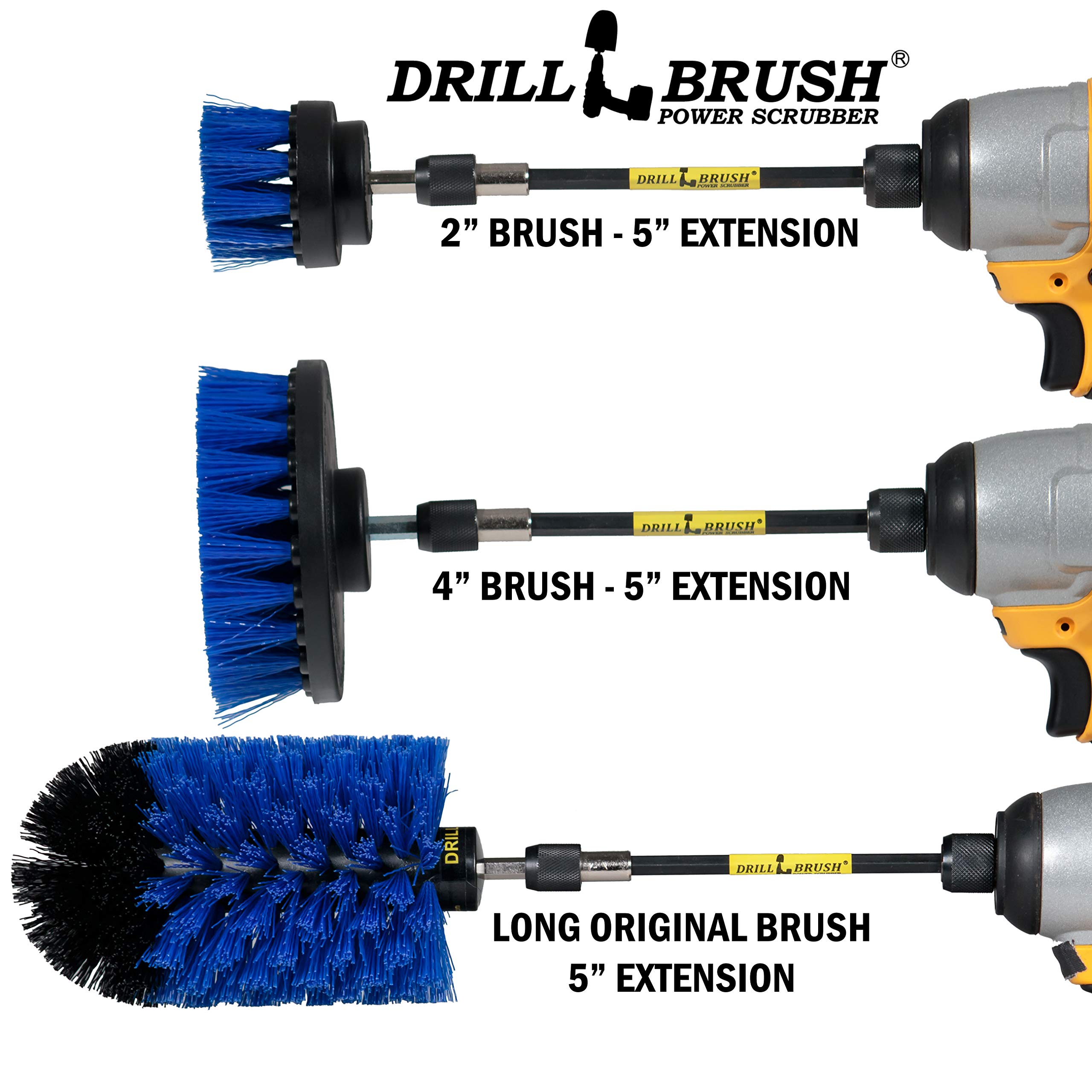 Premium Aquatic Cleaning Brush Set - Medium Stiffness Blue Brushes with Long Reach Extension - Fish Tank, Aquarium, Boat & Hull Cleaning Kit - Durable Scrub Brushes for Home & Marine Use - Perfect for Glass Tanks, Decks & Watercraft Maintenance