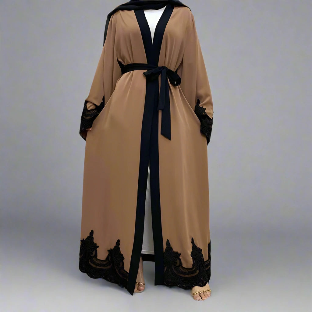Elegant Muslim Women's Fashion Ramadan Cardigan Maxi Robe Open Abaya Dress - Perfect for Prayer, Eid Celebrations & Modest Daily Wear