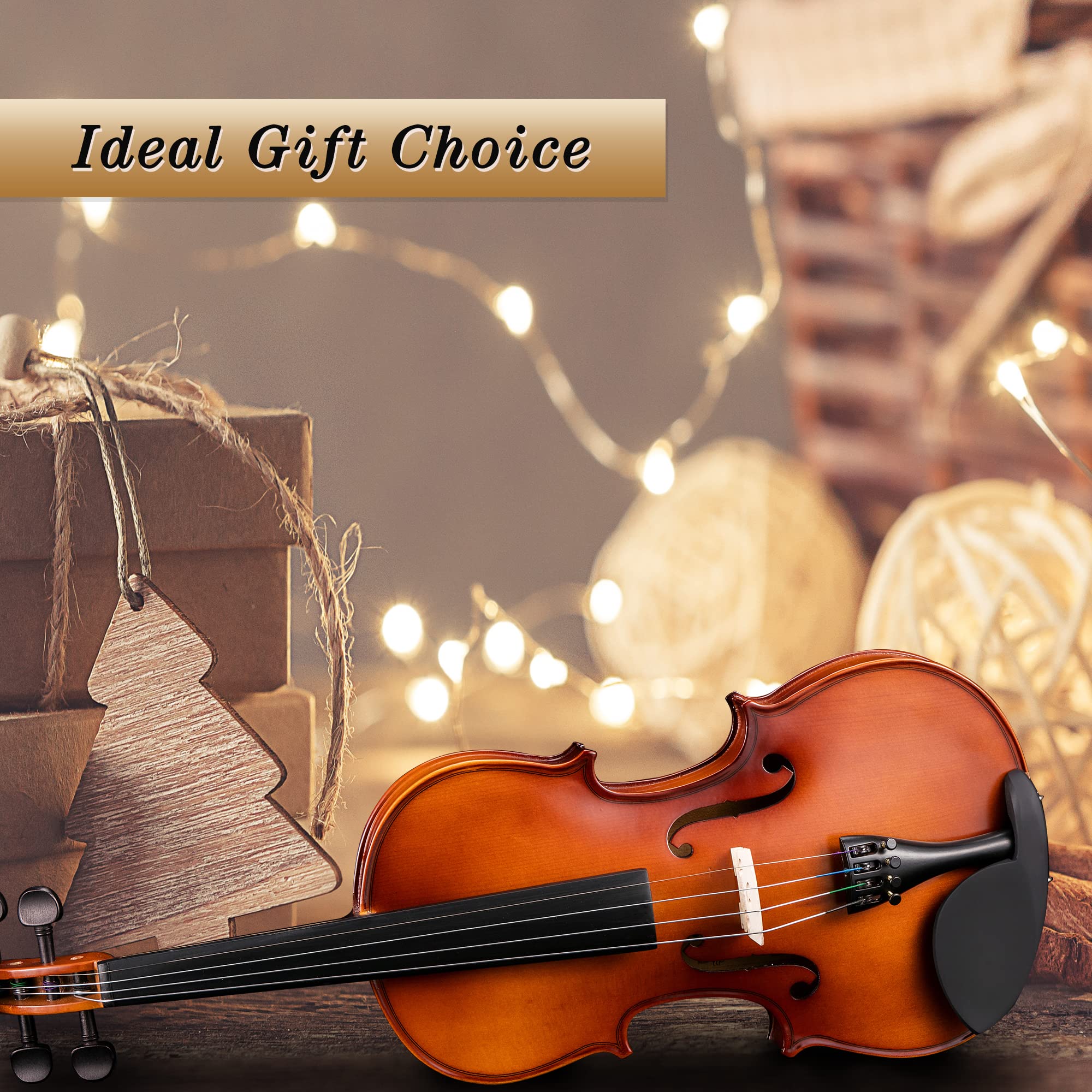 **ADM 4/4 Full Size Acoustic Violin Set for Kids & Beginners – Solid Wood Ebony Violin with Hard Case, Rosin, Shoulder Rest, Bow, Music Stand, Strings – Perfect for Teens, Students & Music Practice at Home or School**