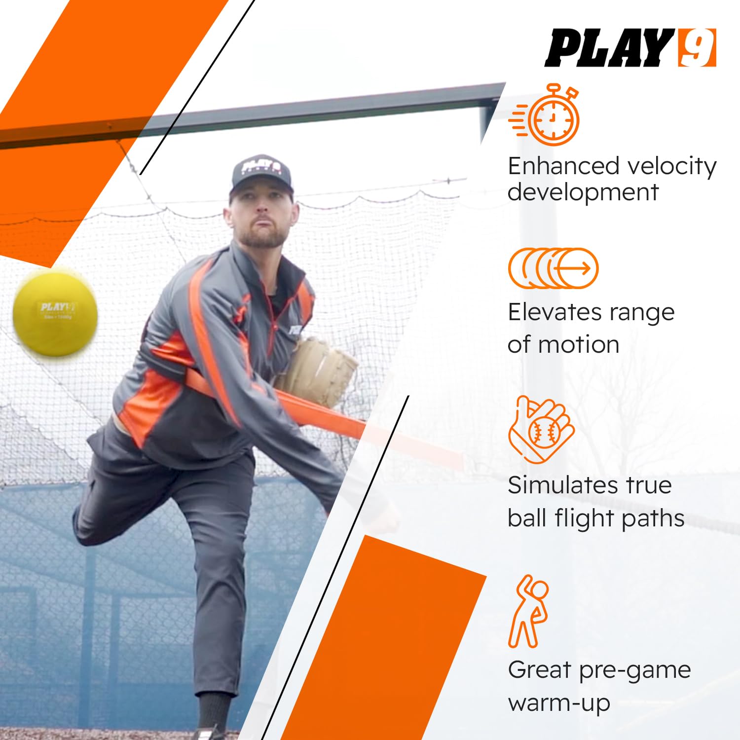 SHOP PLAY 9 - Premium Plyometric Baseballs for Strength & Velocity Training | Weighted Training Balls for Baseball Players | Textured Grip for Arm Care & Throwing Practice | Perfect for Baseball Drills, Pitching Workouts & Rehabilitation Exercises