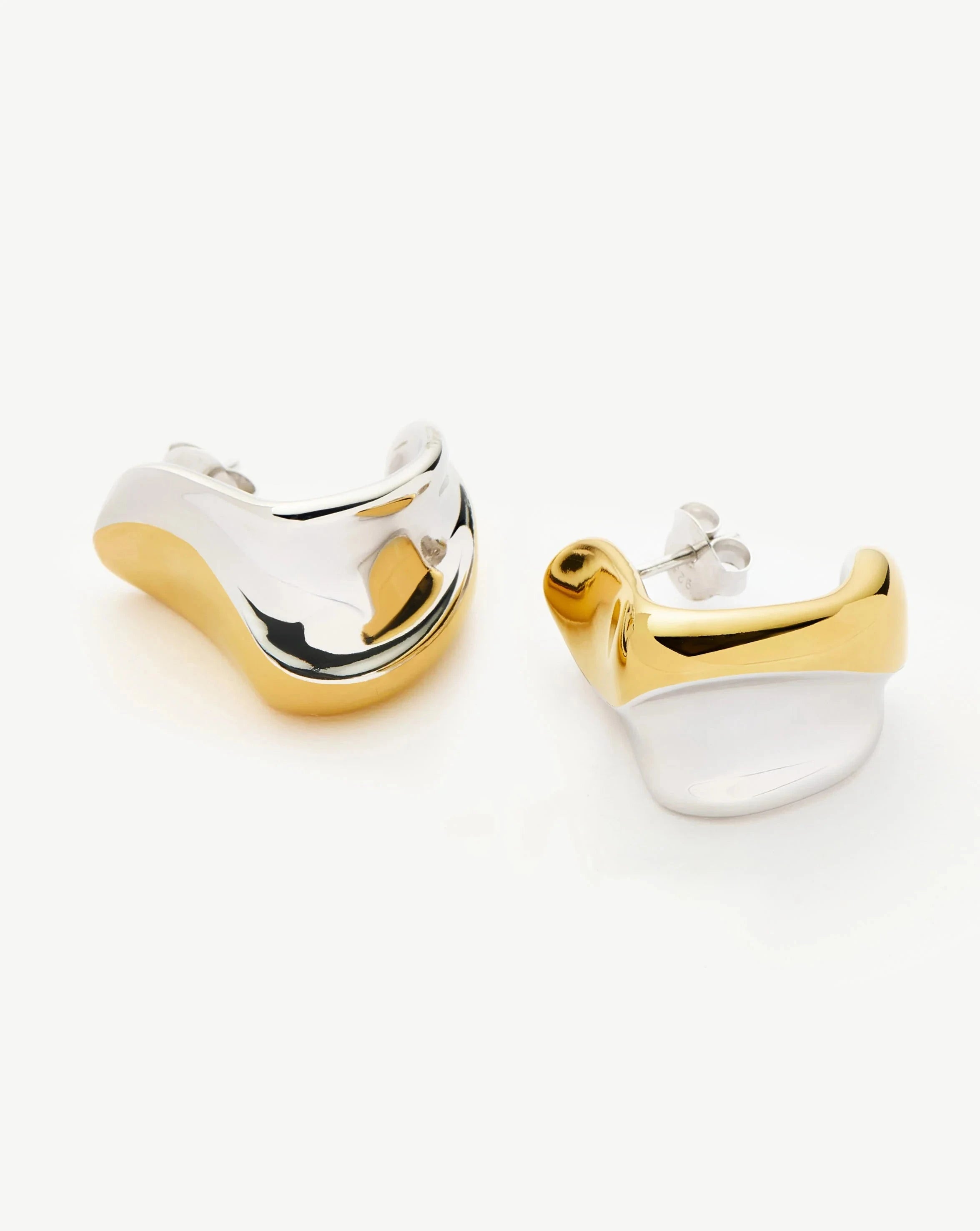 Sculptural Molten Medium Hoop Earrings | Mixed Metal Jewelry for Women | Trendy Statement Earrings for Casual & Evening Wear