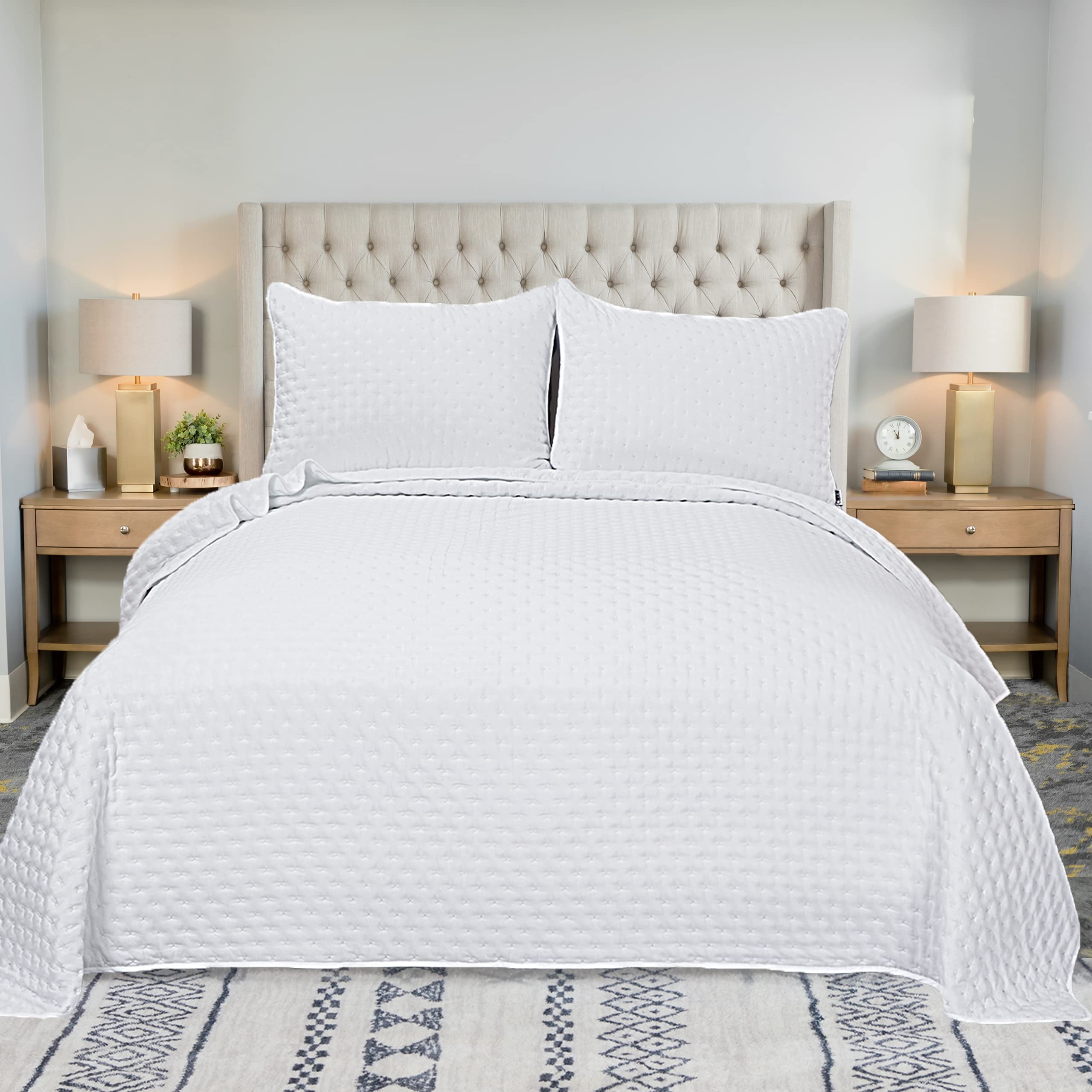**Caritasu 3-Piece Queen Size Quilt Set - Reversible Lightweight Bedspread Coverlet with Star Pattern, All-Season Bedding (90