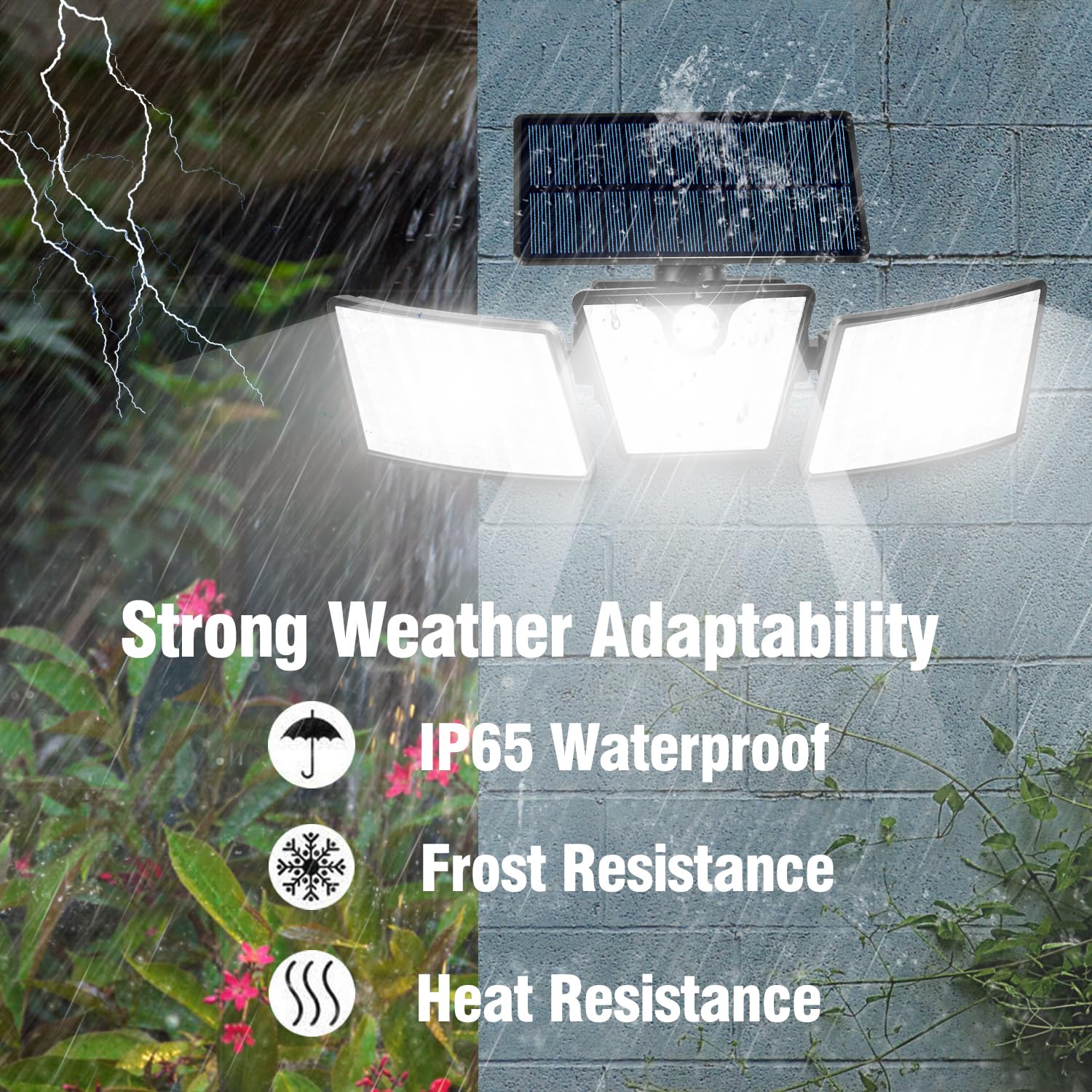 270° Adjustable Solar Motion Sensor Lights - 3500 Lumen LED Floodlight with IP65 Waterproof - 2 Pack Solar Powered Outdoor Security Lights for Garden, Patio, Pathway & Driveway Lighting