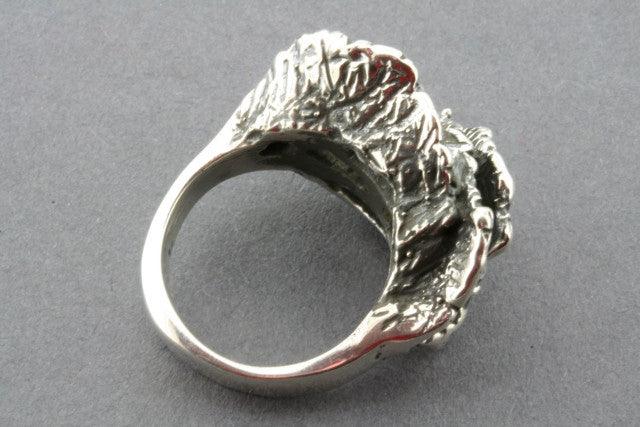 Oxidized Coral Ring - Sterling Silver Jewelry for Women, Handmade Boho Style, Perfect for Beach Weddings & Summer Fashion