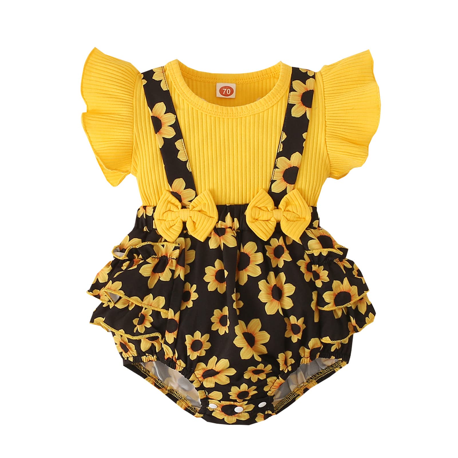 DK Aourt Newborn Baby Girl Clothes - Cute Suspender Romper with Ruffled Sleeves | Summer Outfits for Infant Girls | Perfect for Photoshoots, Parties & Daily Wear