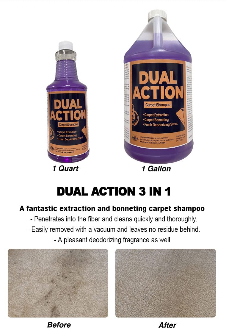 JL Dual Action Carpet & Upholstery Shampoo 1 Gallon (Pack of 2) - Deep Cleaning Solution for Carpets, Rugs & Furniture | Professional Grade for Home & Commercial Use