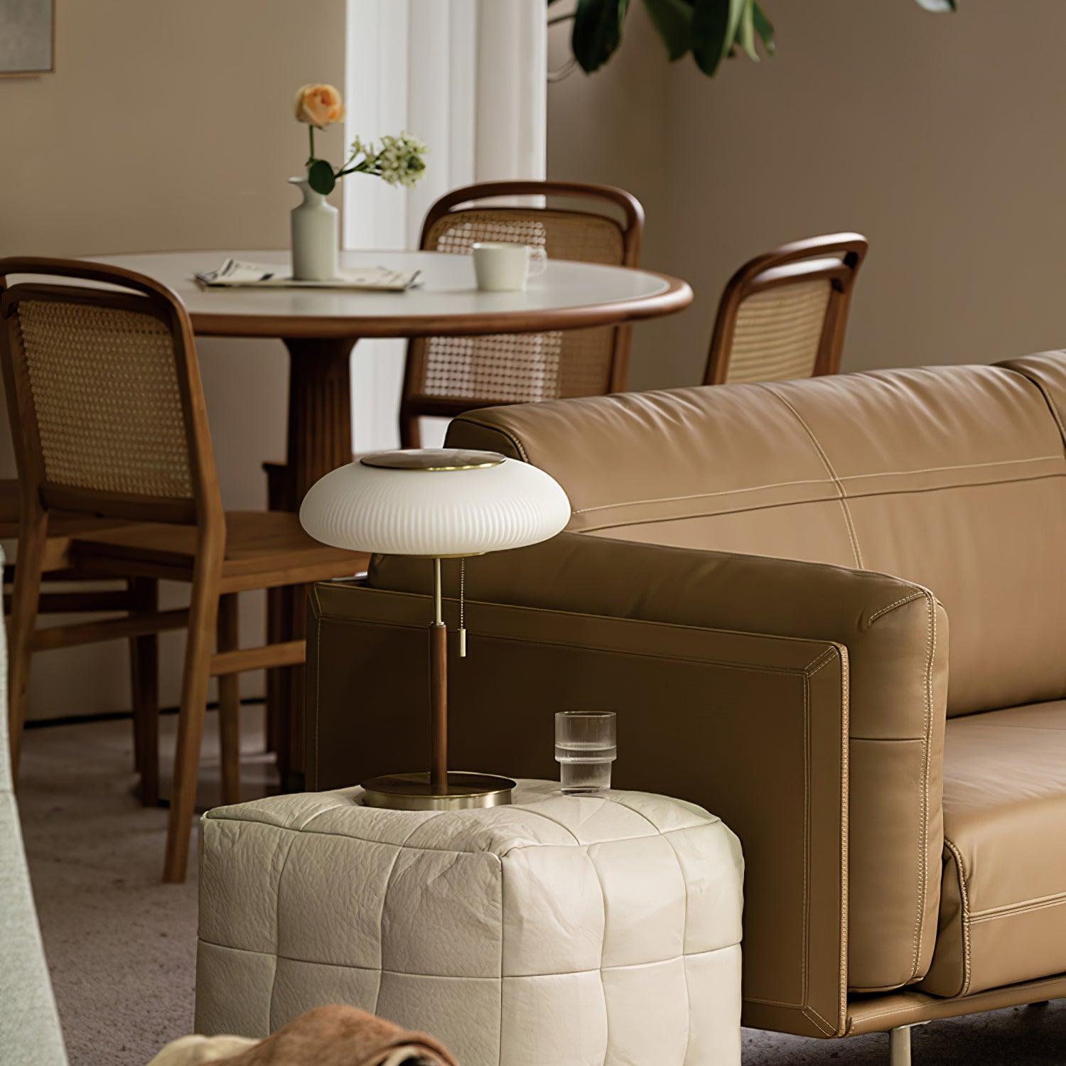 Premium Matsutake Mushroom LED Table Lamp - Natural Wood Base, Warm White Light for Bedroom, Living Room, Office Decor