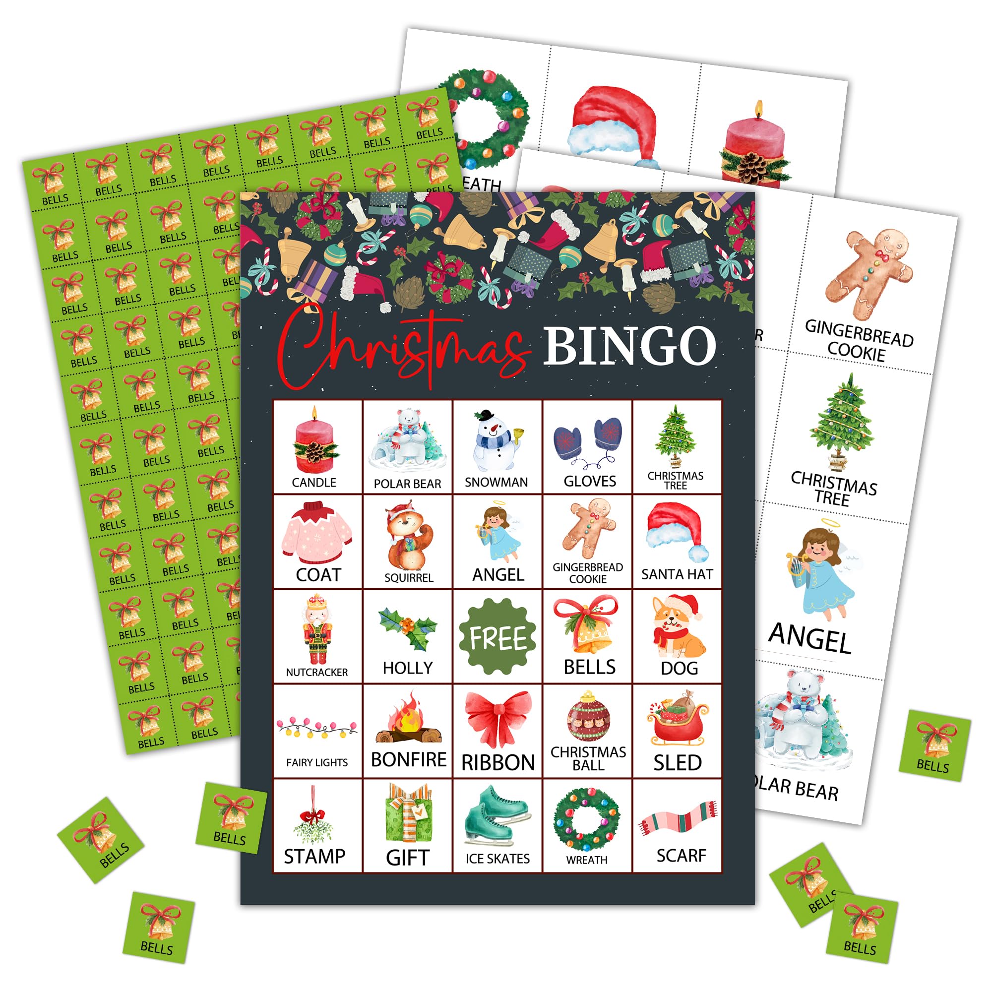 Christmas Bingo Game Set for 24 Players - Fun Holiday Party Game Cards for Family Gatherings, Birthday Parties & Group Activities | Perfect Gift for Women, Men & Friends | Great for Christmas Celebrations, Office Parties & Family Game Nights