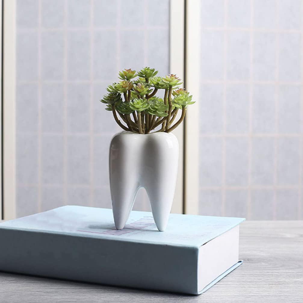 GANAZONO 4-Pack Ceramic Flower Pots - White Decorative Earthenware Planters for Succulents, Indoor Plants & Home Decor | Perfect for Desktop, Office & Living Room Décor