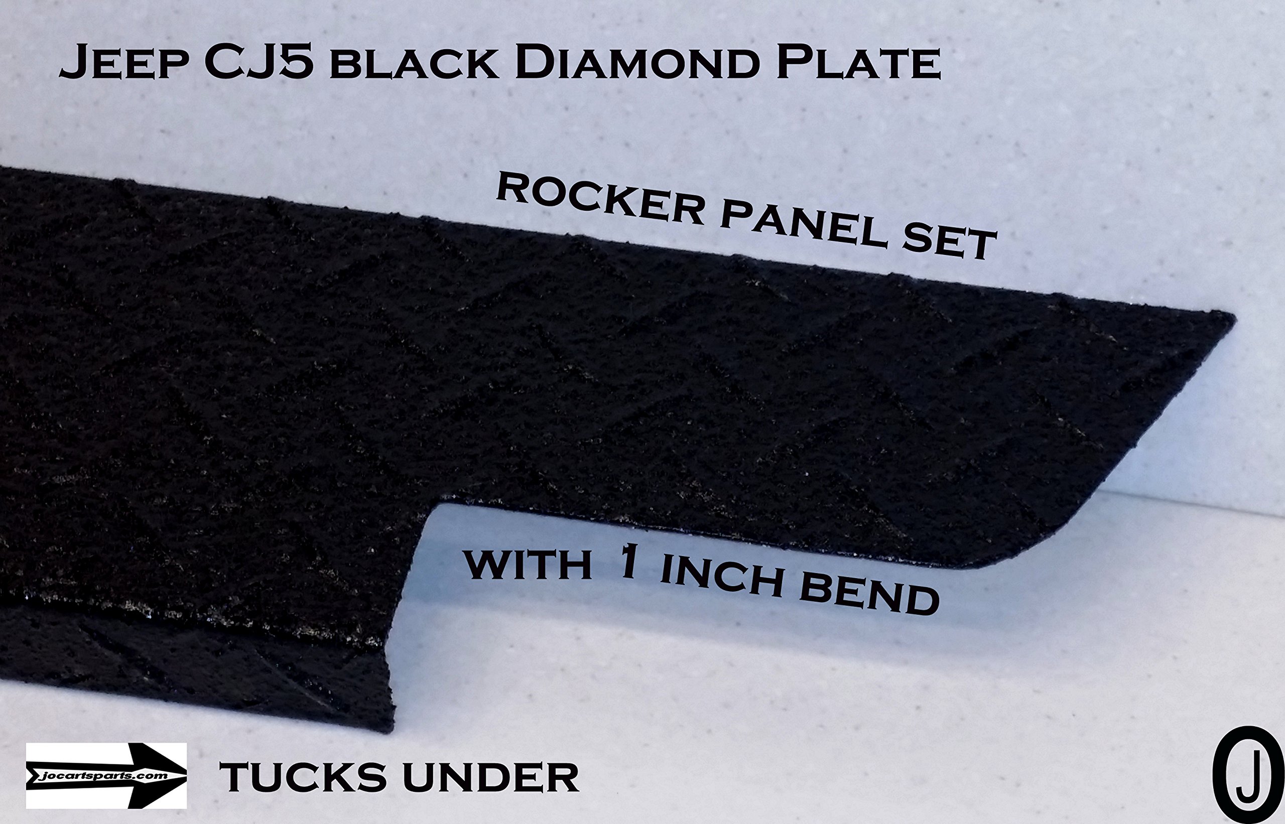 Black Diamond Plate Side Rocker Panel Set of 2 for Jeep CJ5 - 5 1/4