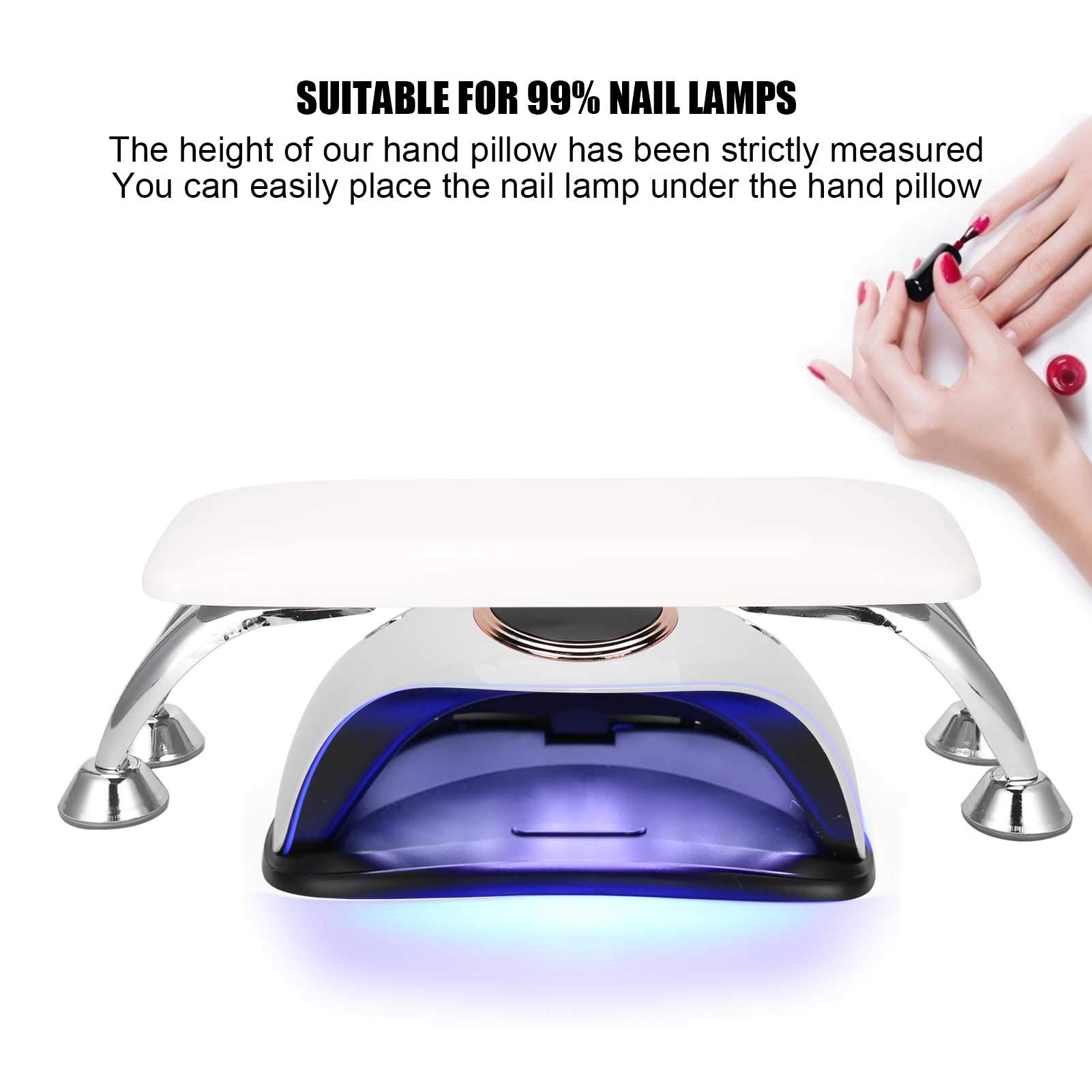 White Detachable Nail Hand Rest Pillow with Stainless Steel Support - Professional Nail Art Accessories for Salon & Home Manicure - Perfect for Gel Polish, Acrylic Nails & Nail Extension Services