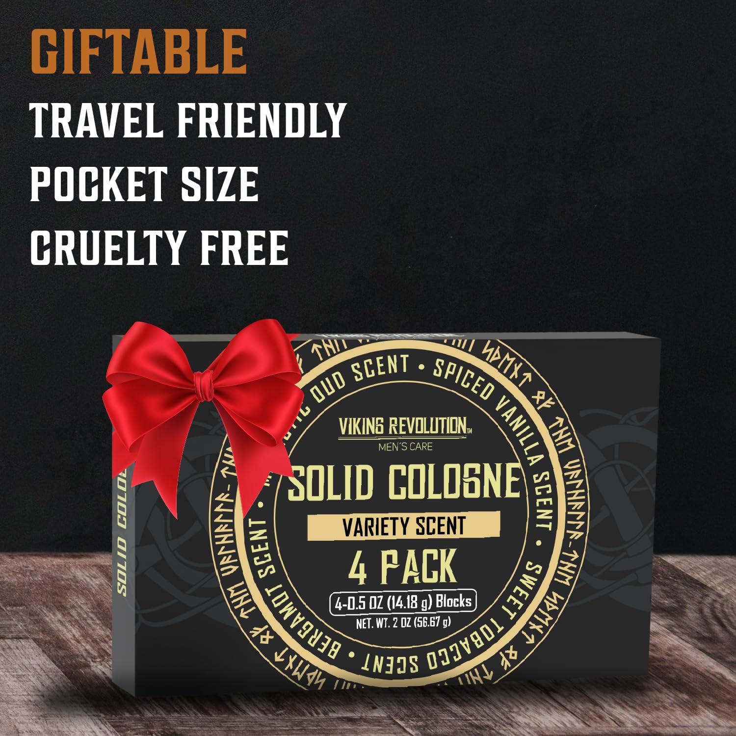 Viking Revolution 4 Pack Men's Solid Cologne Set - 2 Balm Cologne & 2 Travel Cologne Wax (0.5 Oz Each) | Long-Lasting Fragrance for Men | Perfect for Daily Use, Gym, Travel & Gifts