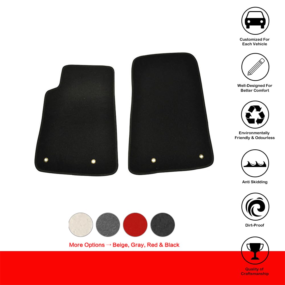 IKON MOTORSPORTS Black Nylon Car Floor Mats for 2010-2015 Chevrolet Camaro - Perfect Fit Front Floor Liners for 2011 2012 2013 2014 Models | All-Weather Protection & Enhanced Interior Style