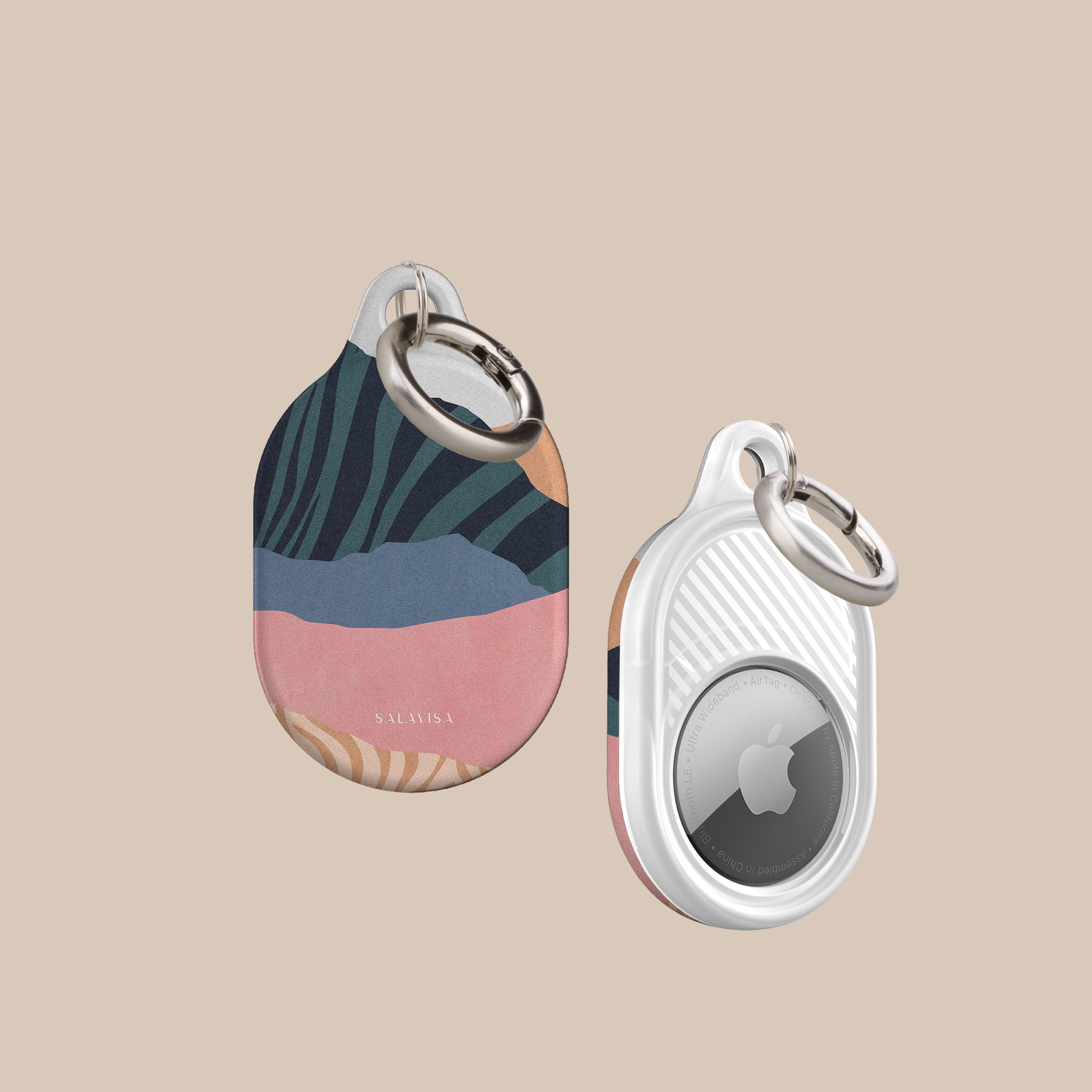 Pale Tranquility AirTag Holder - Premium Leather Keychain for Apple AirTag - Perfect for Keys, Wallets & Luggage Tracking