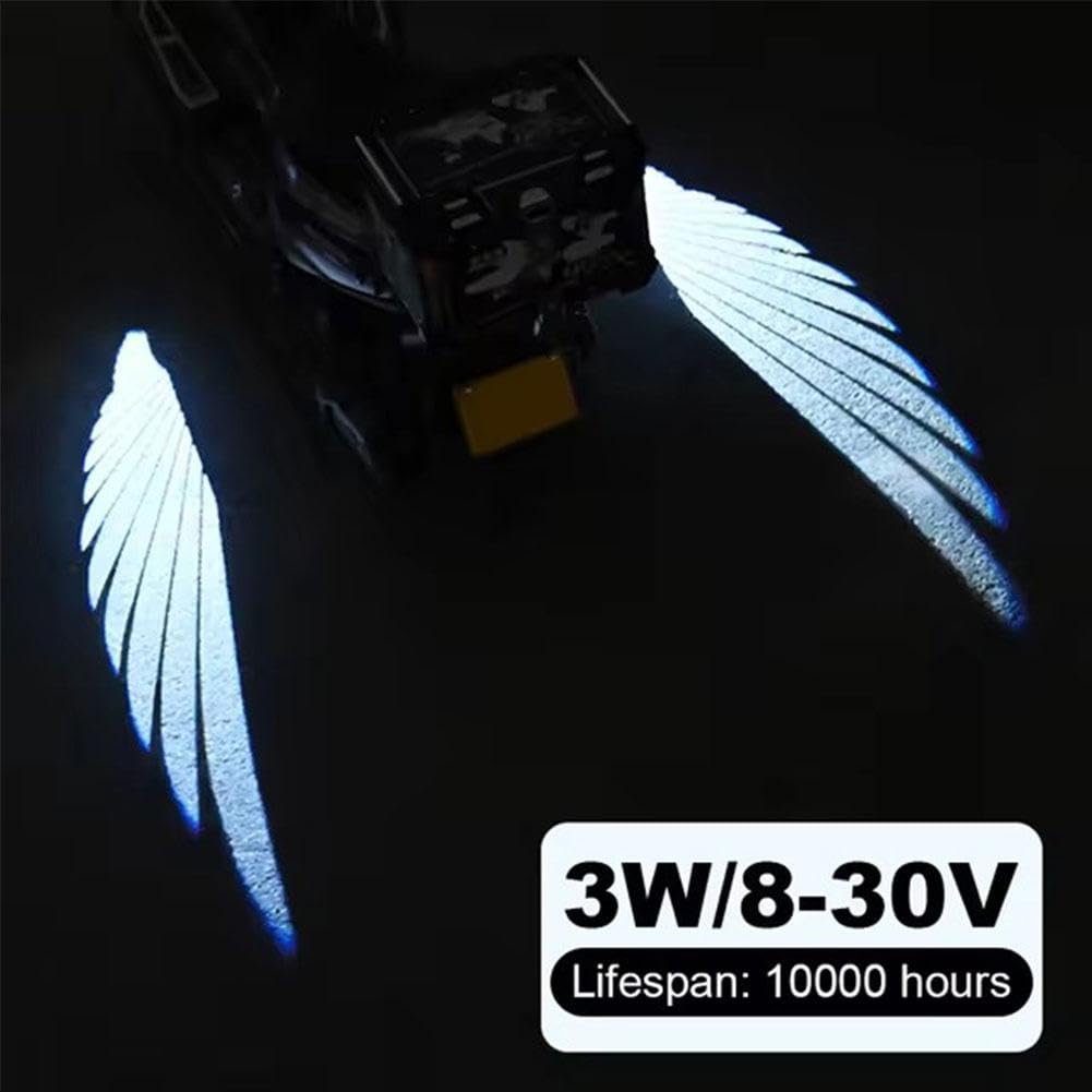 Universal Motorcycle LED Logo Light - Waterproof Angel Wing Projector for Scooters & EVs - Perfect Gift for Riders