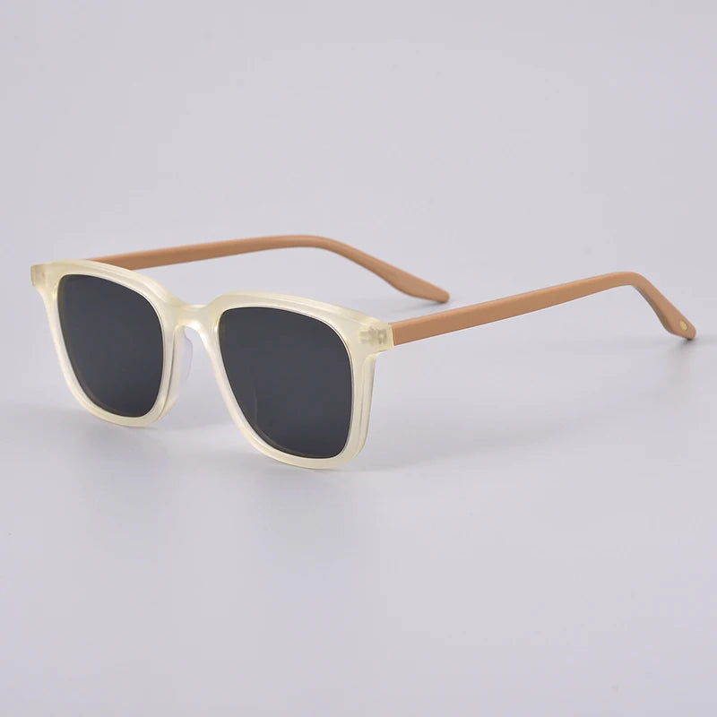 Black Polarized Square Acetate Sunglasses for Men - Full Rim Classic Frame 9020 | UV Protection, Driving, Outdoor Activities & Fashion Accessory