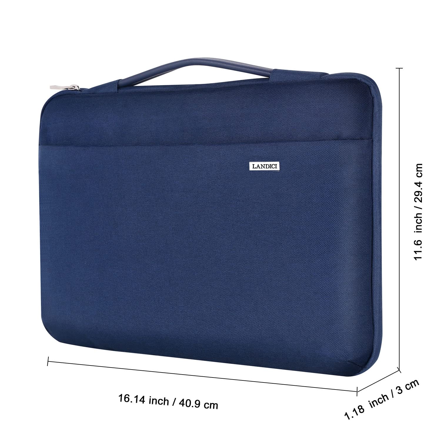 LANDICI 15.6-16 Inch Laptop Sleeve Case - Waterproof & Shockproof Protective Cover for MacBook Air 15, MacBook Pro 15/16 (2021), Dell, Lenovo, HP, Acer, Samsung Notebooks - Perfect for Travel, Office & School Use (Blue)