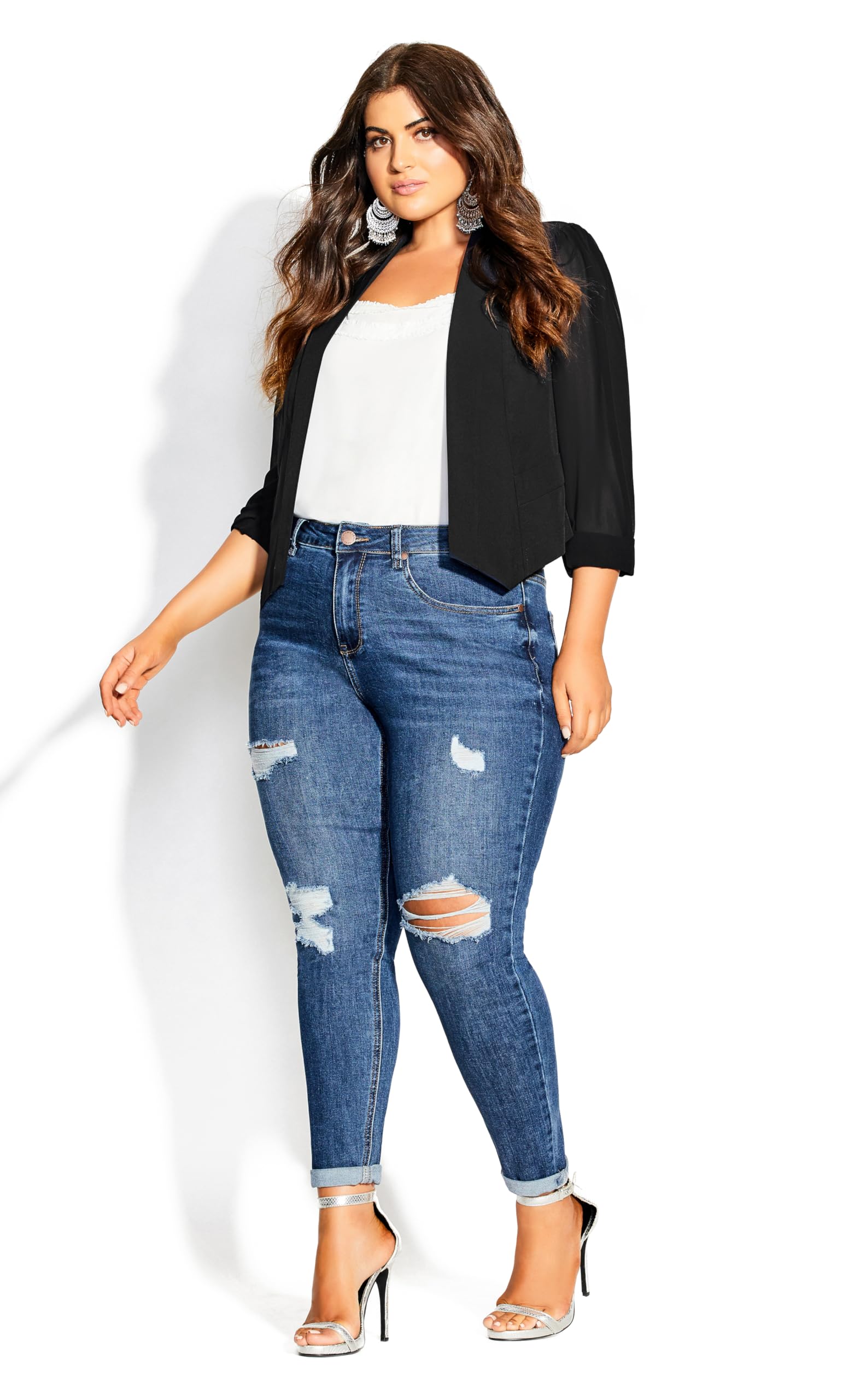 Women's Cropped Blazer Jacket - Slim Fit Stretch Office Blazer for Work, Business & Formal Wear - Perfect for Business Meetings, Office Outfits & Professional Events