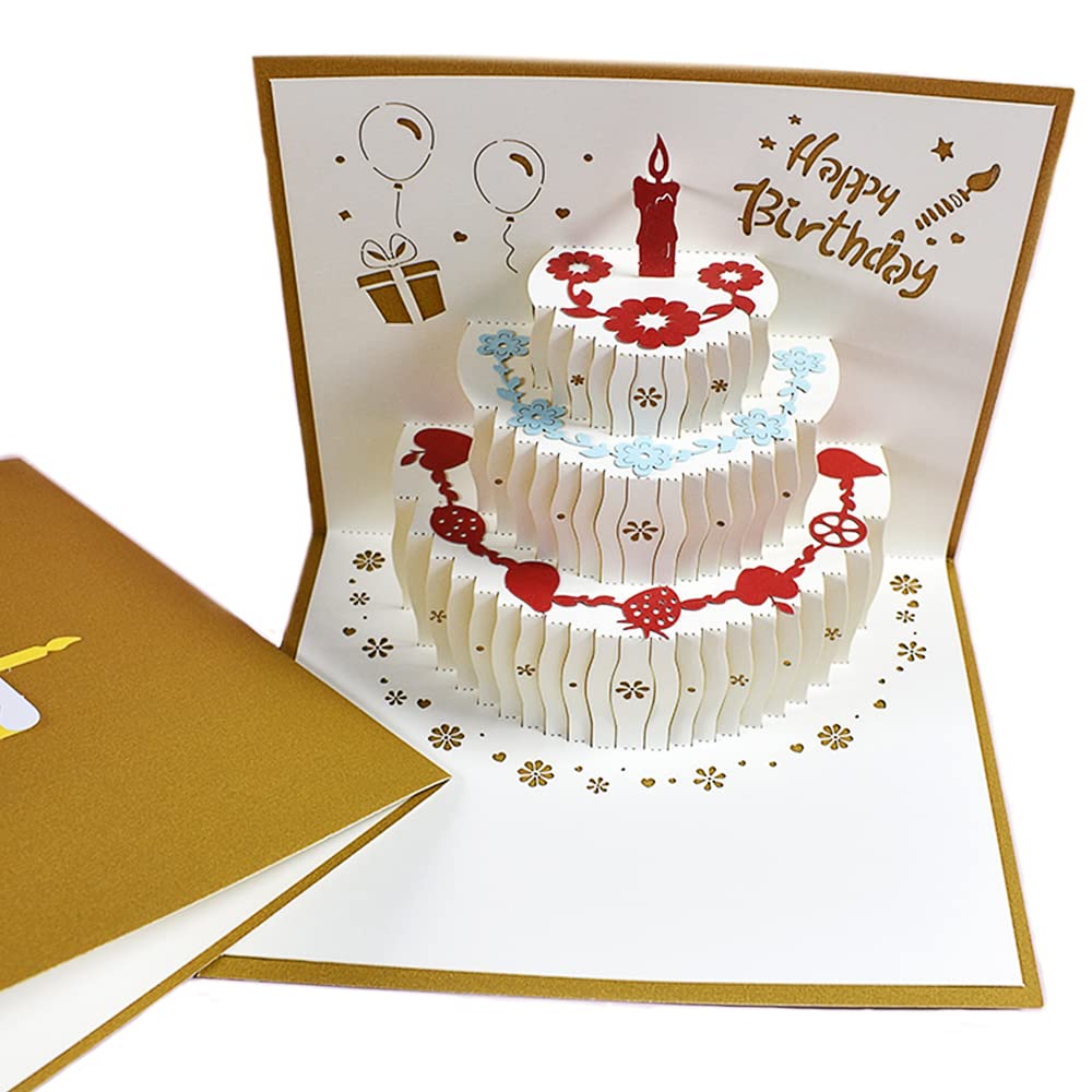 3D Pop Up Birthday Cards - Funny Greeting Cards for Women, Men & Kids - Best Birthday Cards for Mom, Dad, Wife, Husband, Sister, Friends - Includes Envelopes - Perfect for Birthday Parties, Celebrations & Special Occasions (Birthday Cake Design)
